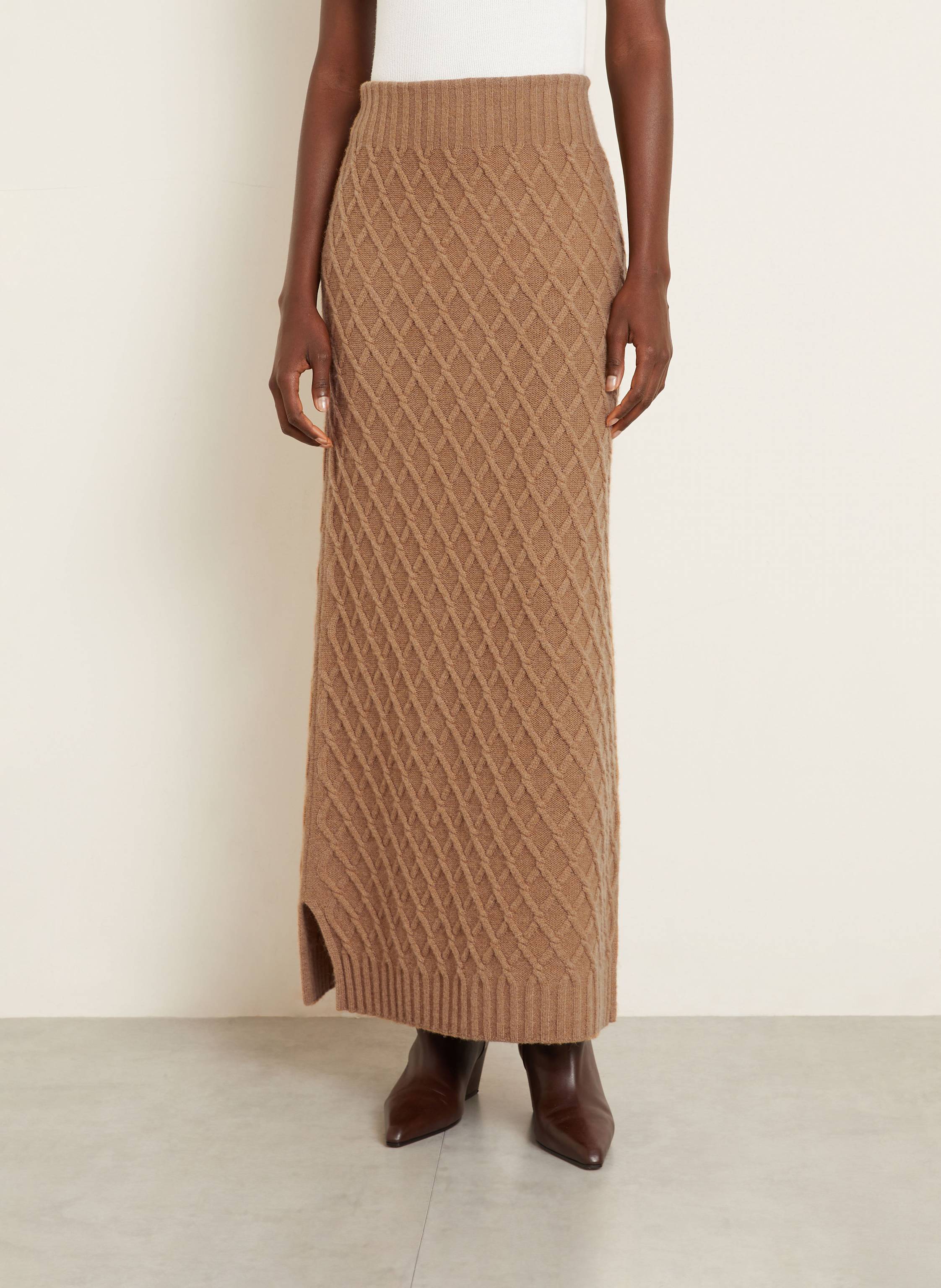 Thumbnail - Max Mara Strickrock Aus Kamelhaar braun