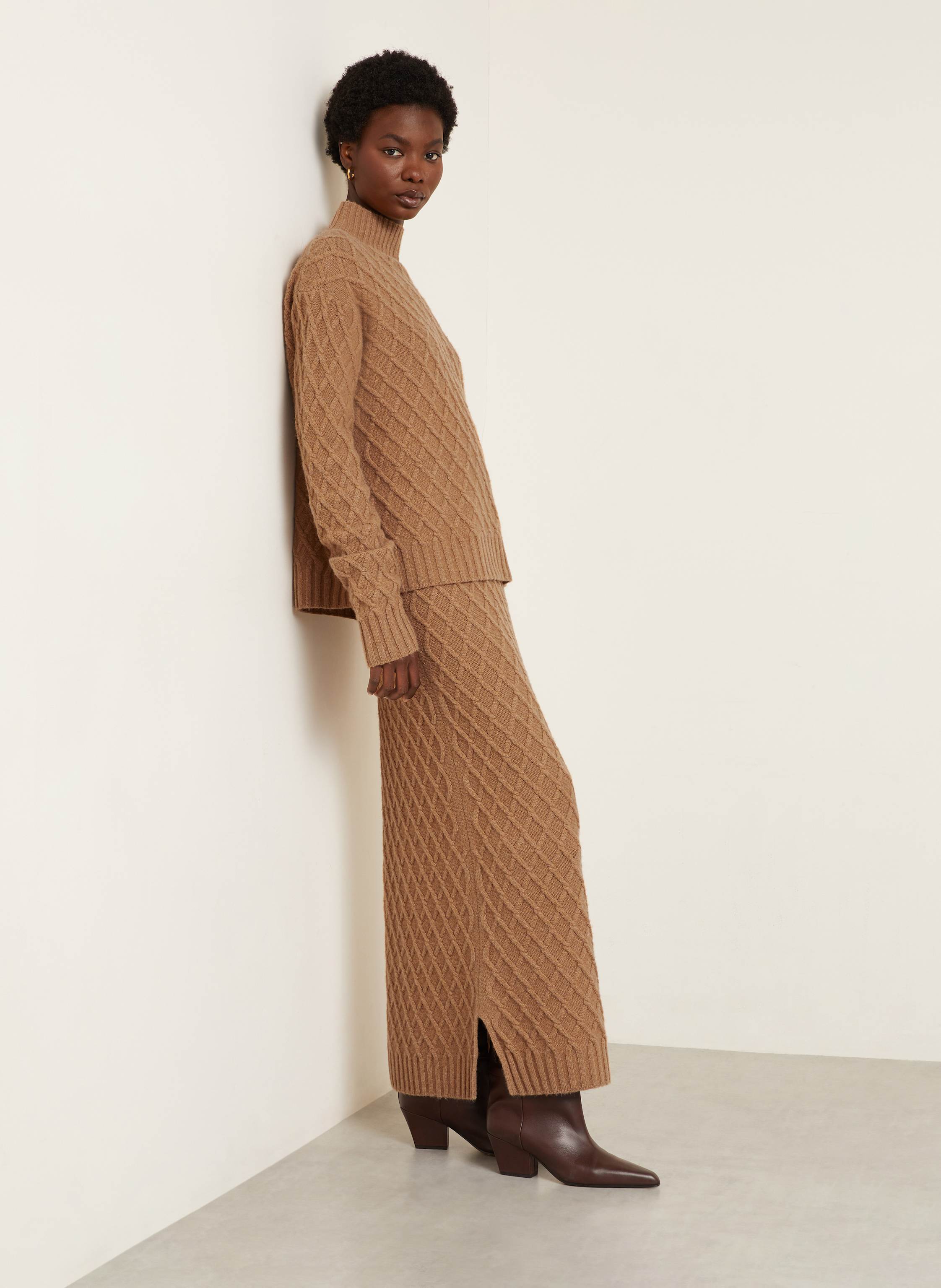 Thumbnail - Max Mara Strickrock Aus Kamelhaar braun