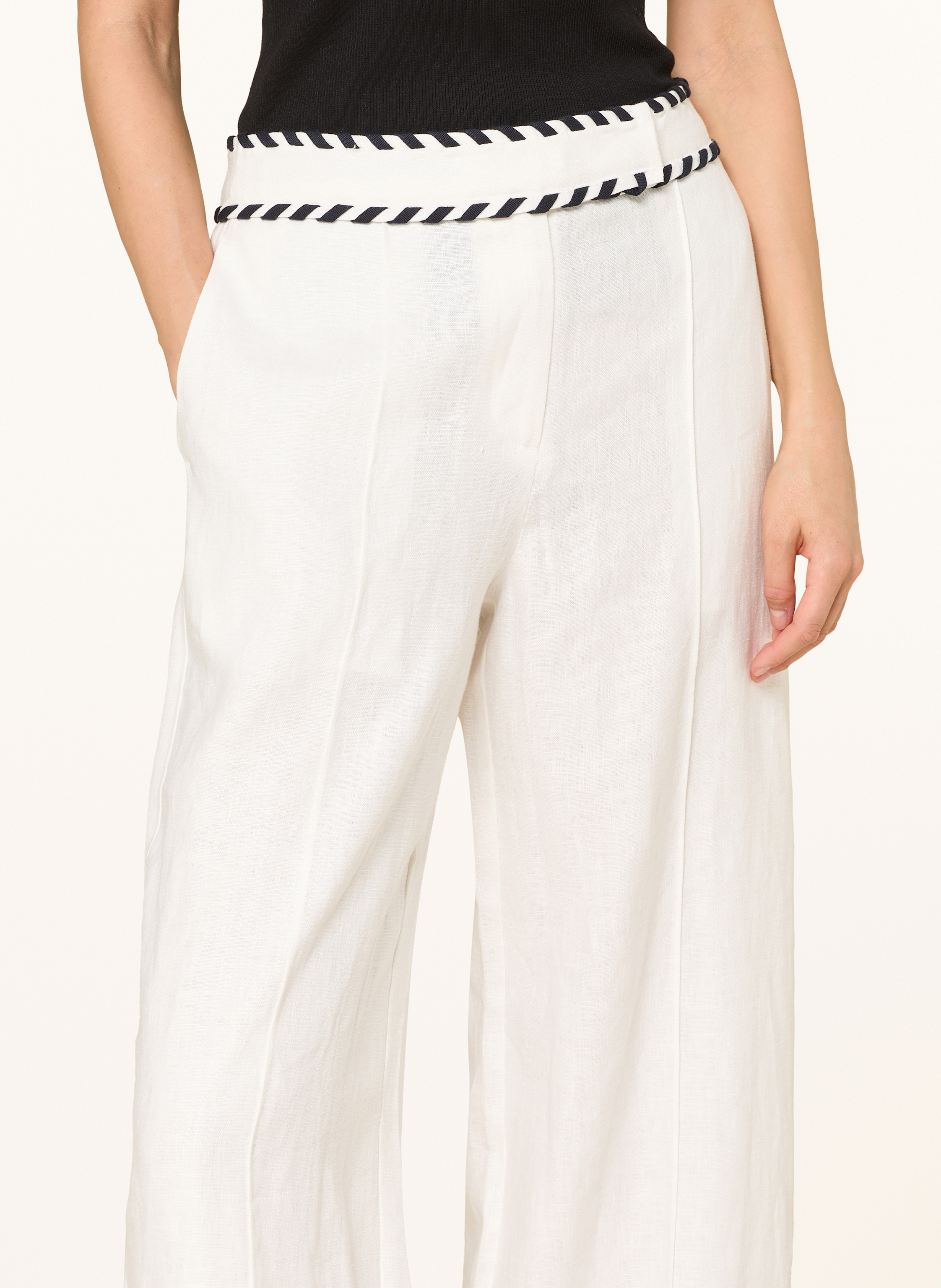 Thumbnail - Reiss Marlenehose Fawn Aus Leinen weiss