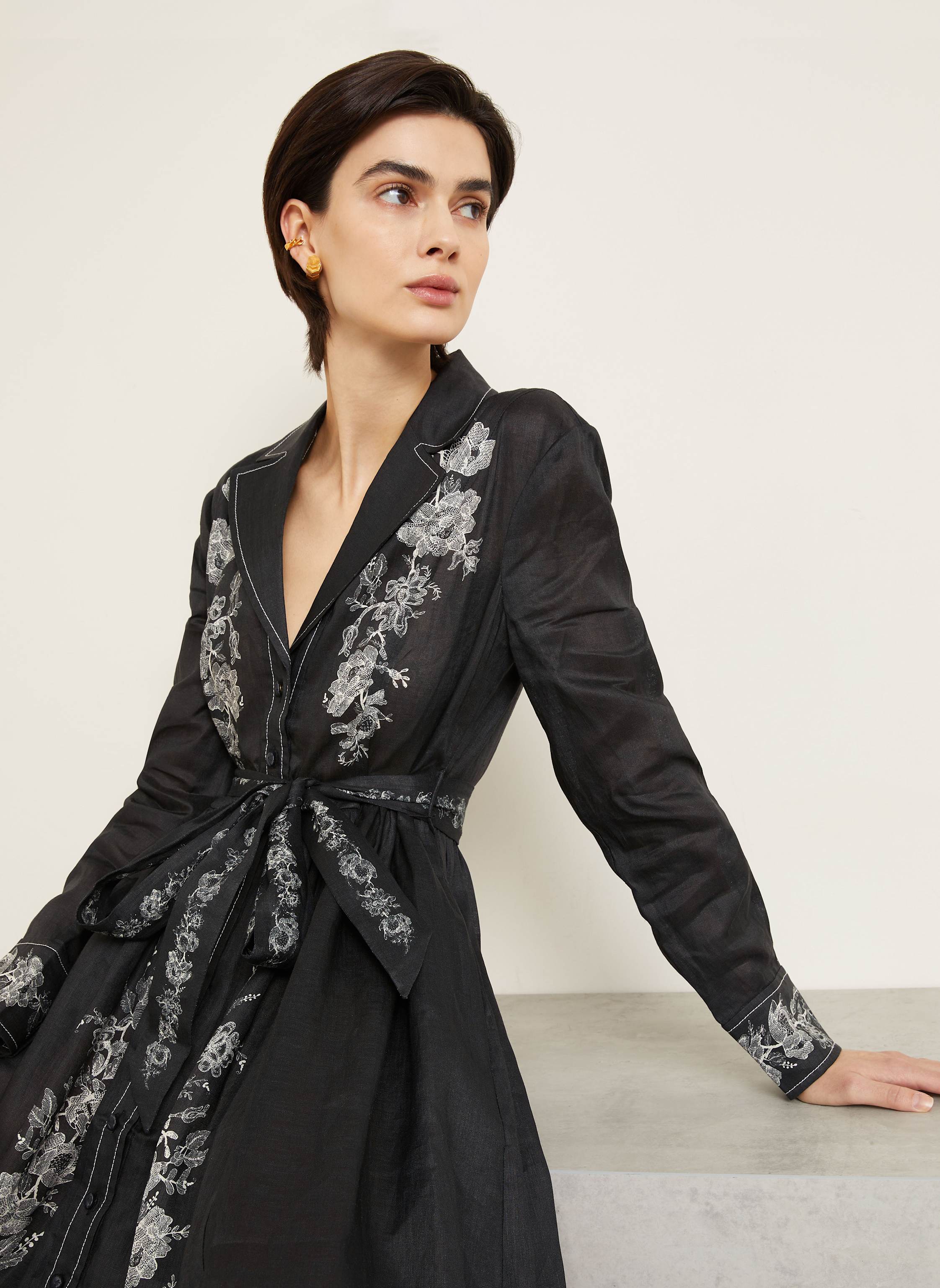 Thumbnail - Zimmermann Leinenkleid schwarz