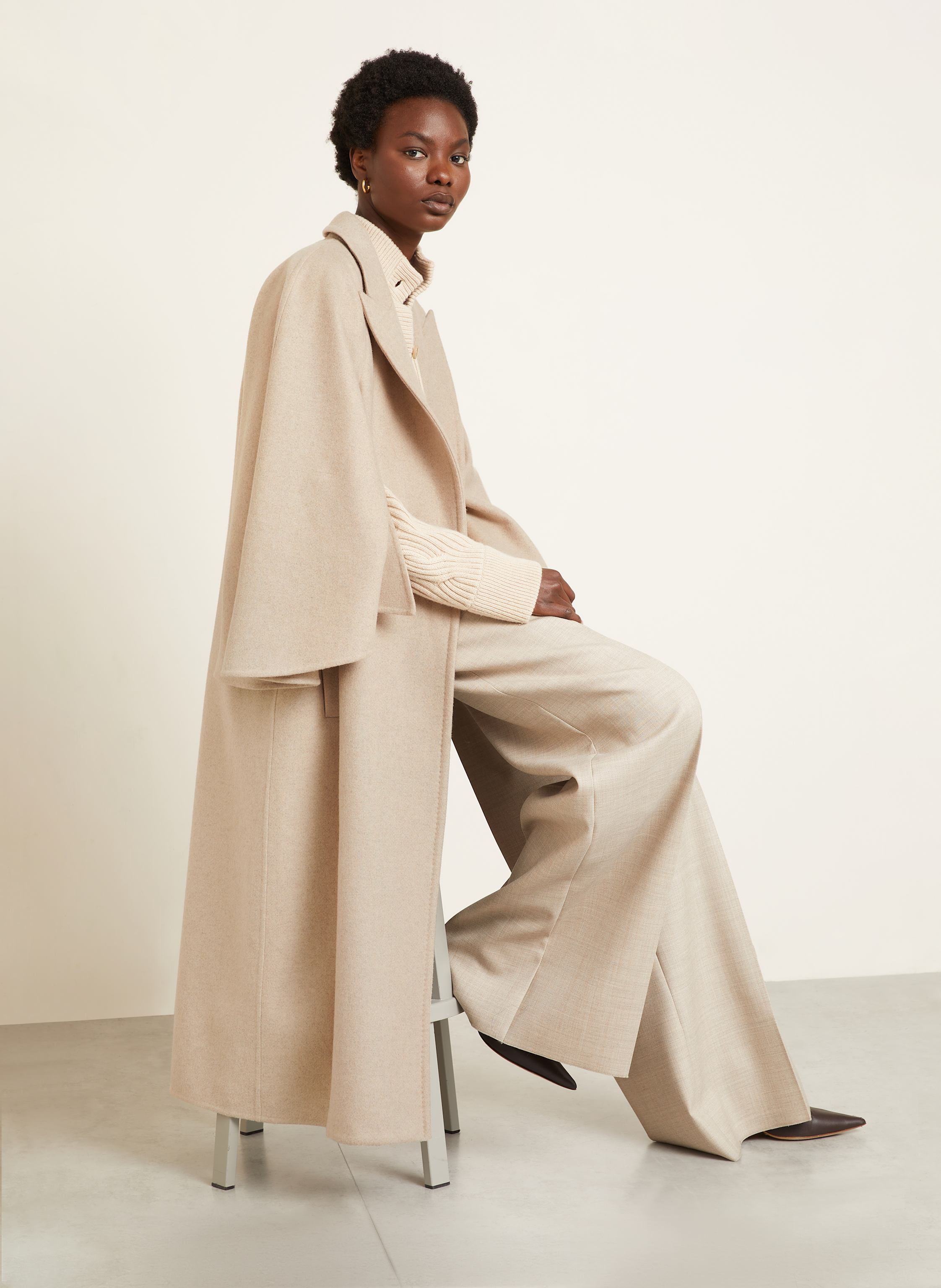 Thumbnail - Max Mara Mantel Gange Mit Kamelhaar beige