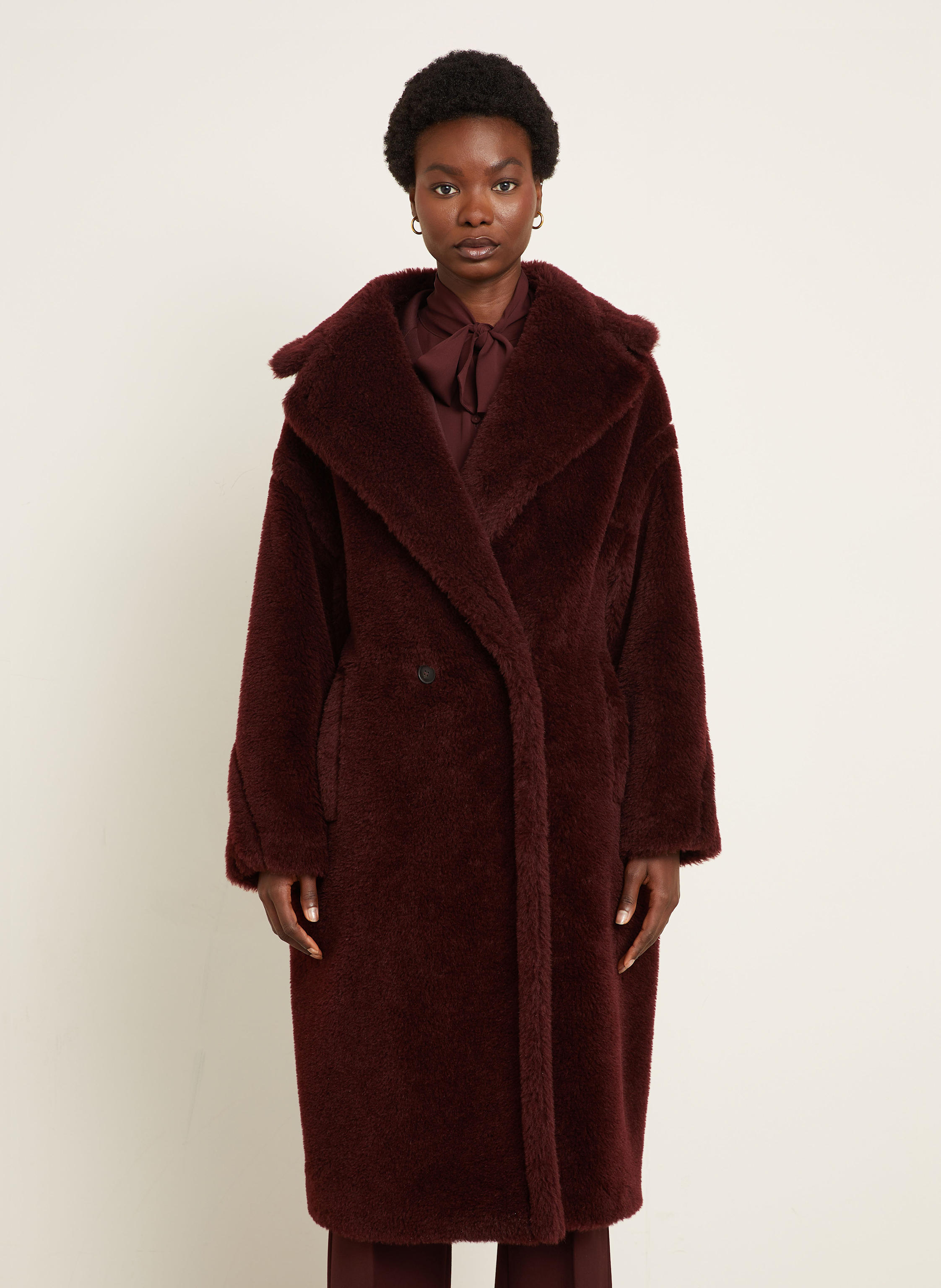 Thumbnail - Max Mara Teddyfell-Mantel Tedgirl Mit Alpaka rot