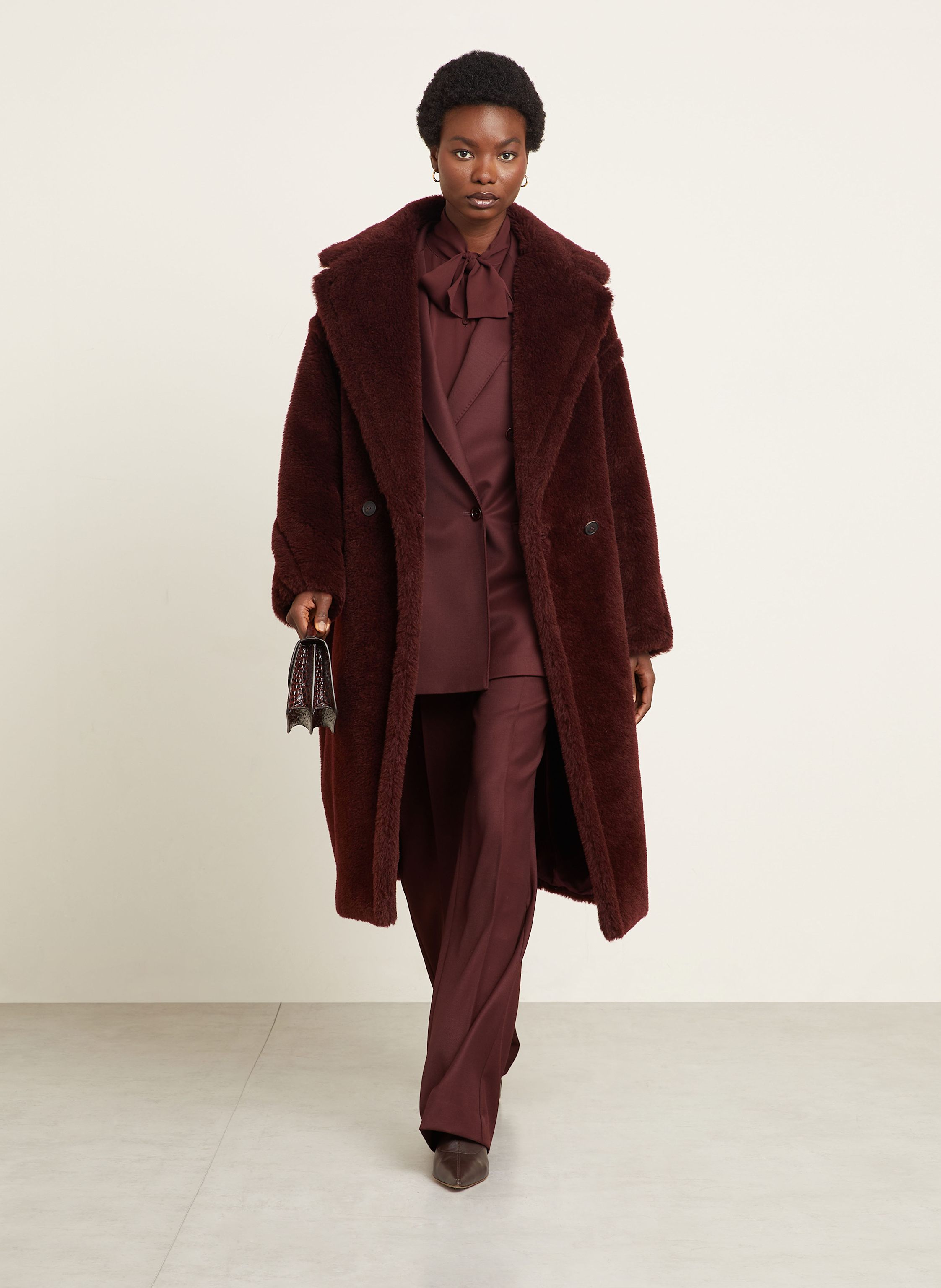 Thumbnail - Max Mara Teddyfell-Mantel Tedgirl Mit Alpaka rot