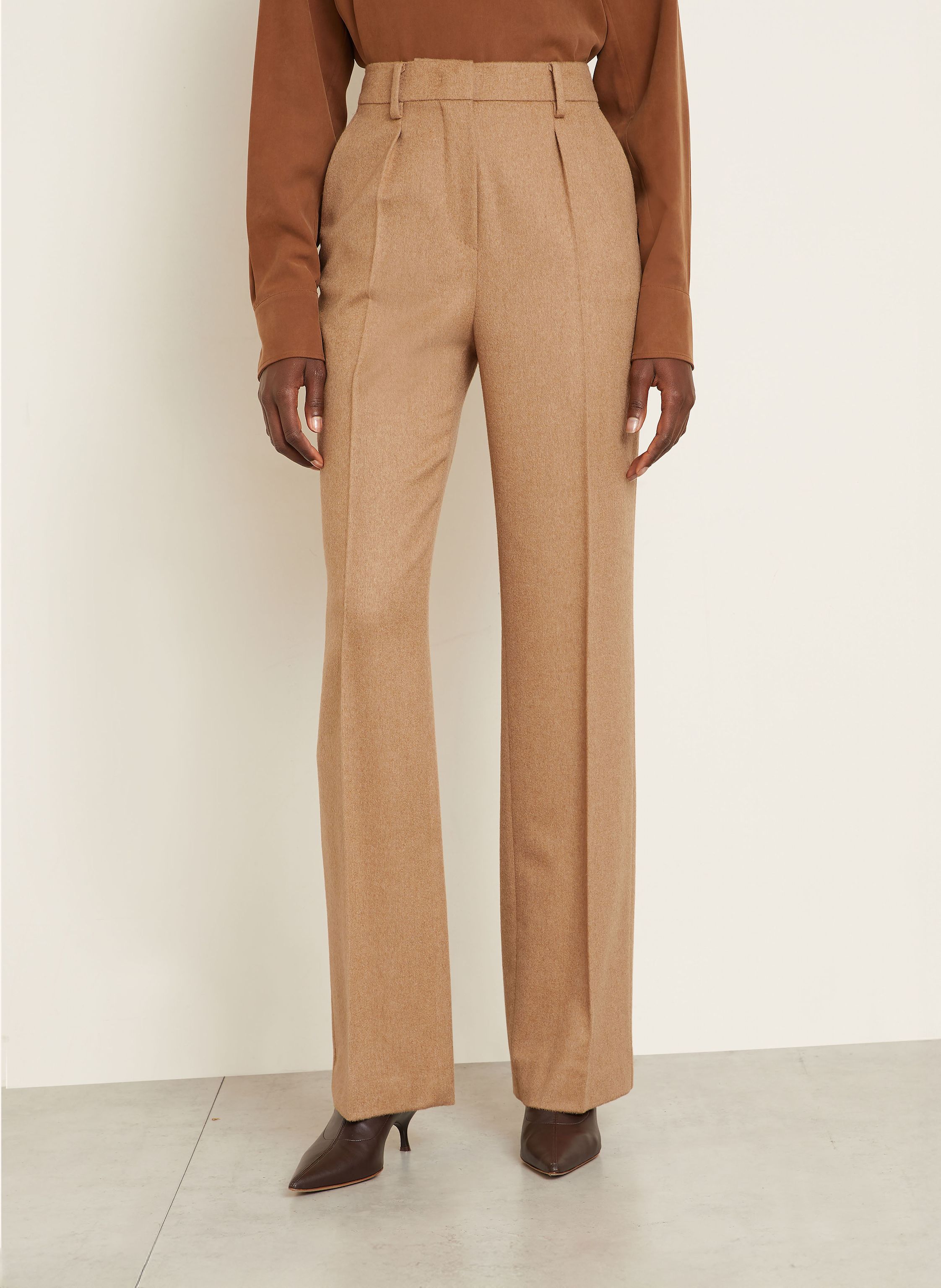 Thumbnail - Max Mara Kamelhaar-Hose Carbone braun