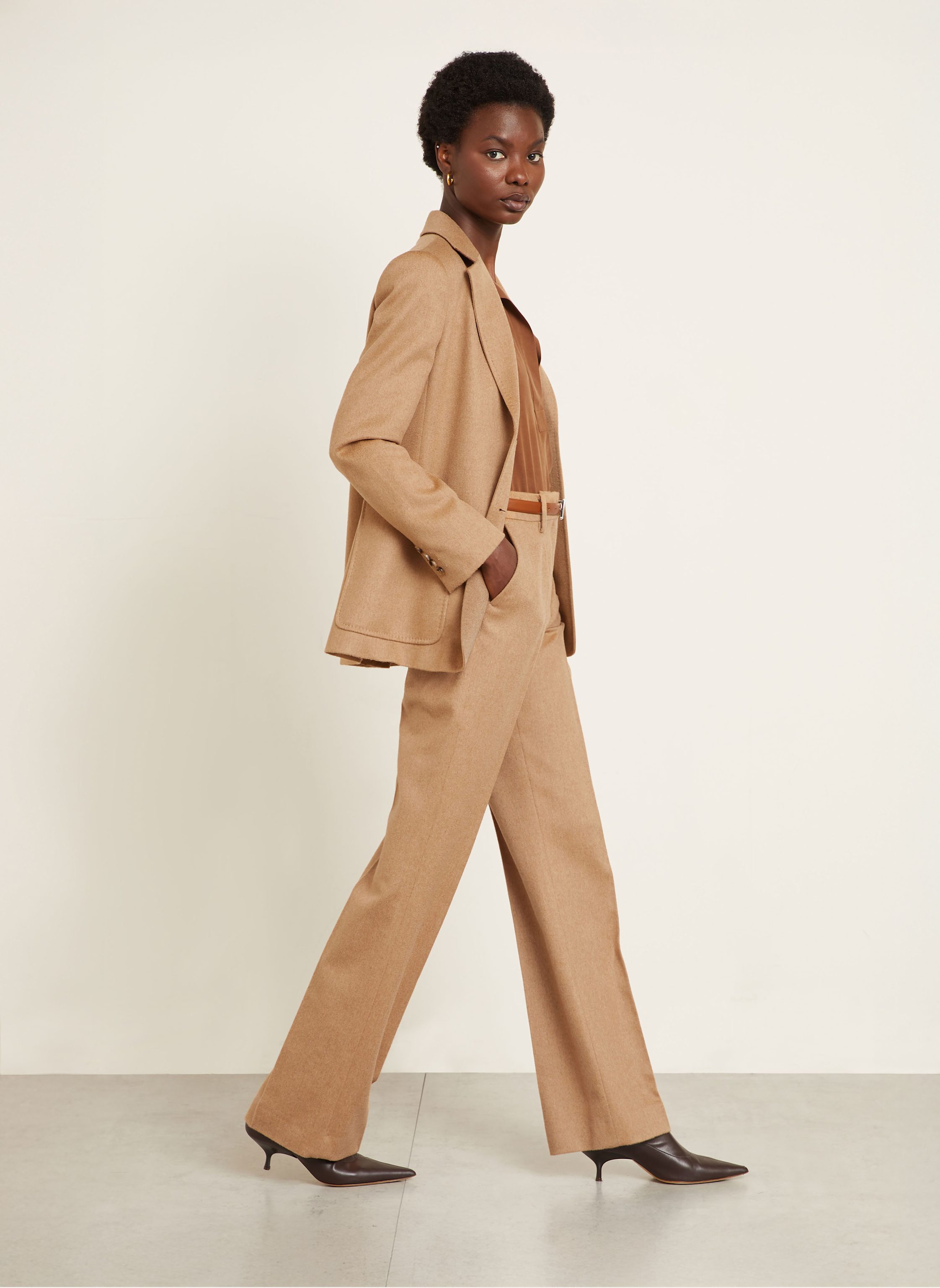 Thumbnail - Max Mara Kamelhaar-Hose Carbone braun