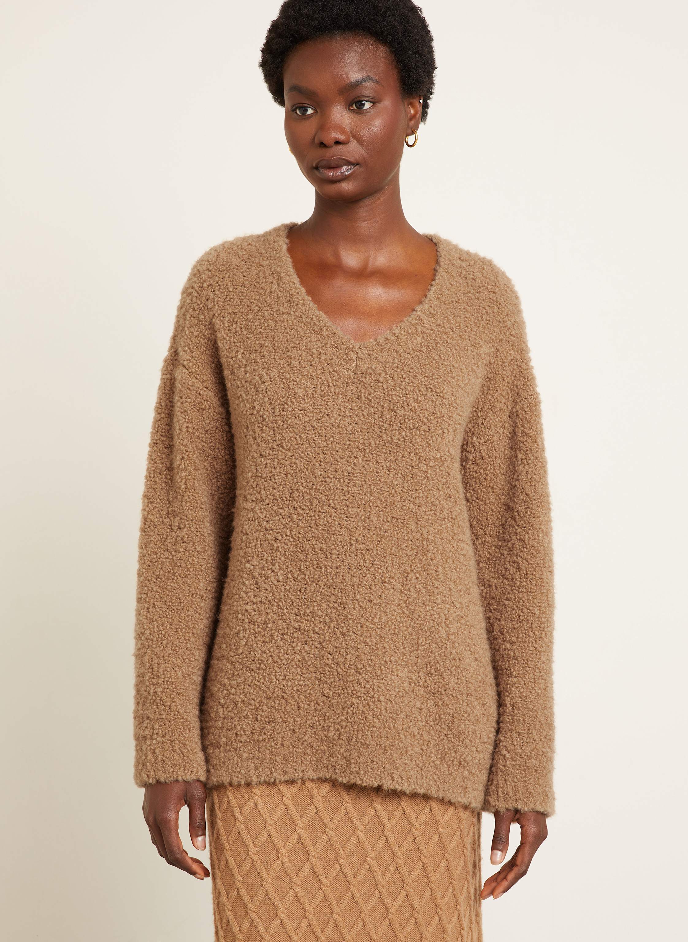 Thumbnail - Max Mara Kamelhaar-Pullover Pantera Aus Bouclé braun