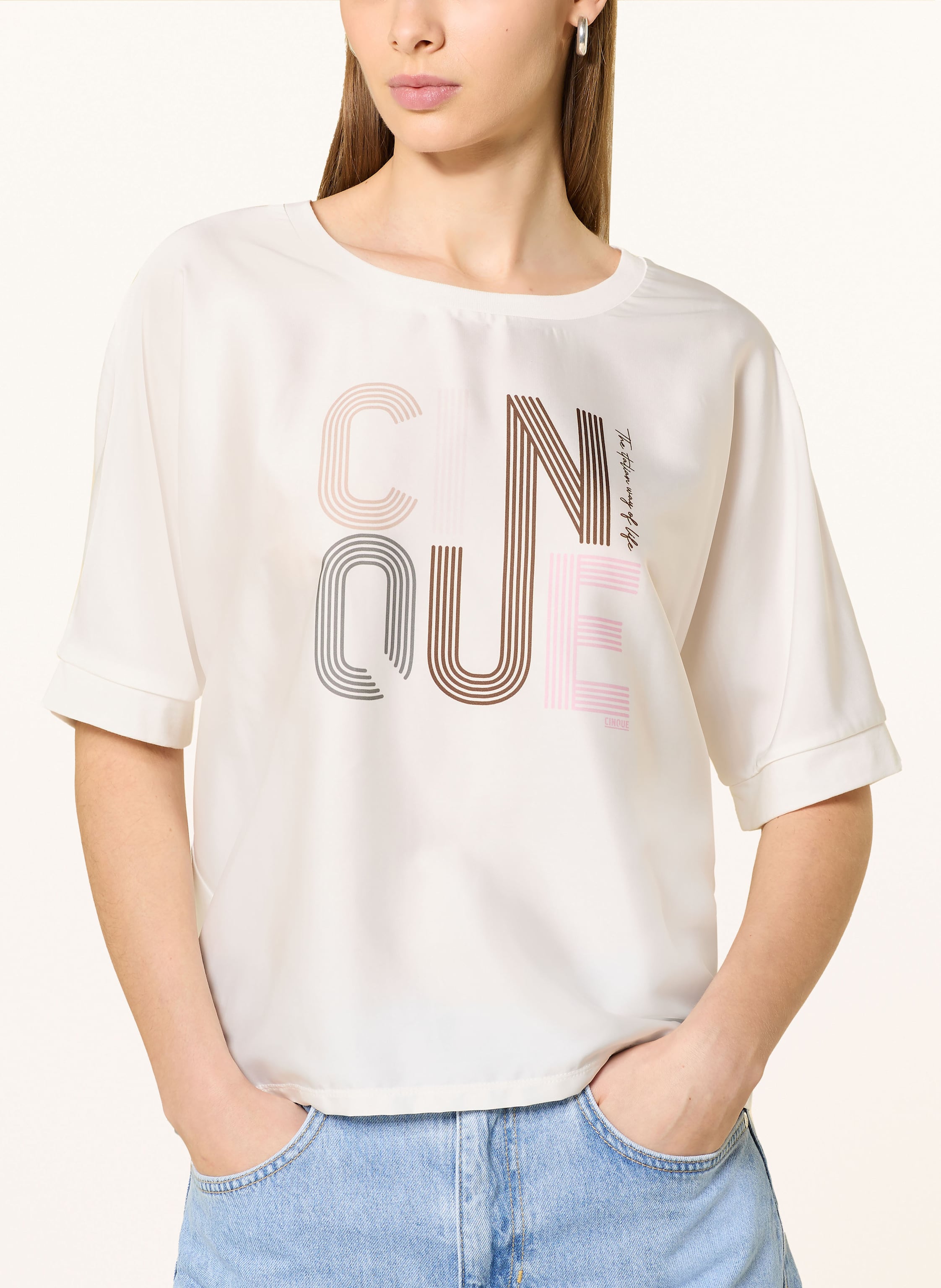 Thumbnail - Cinque T-Shirt Cilido Im Materialmix weiss