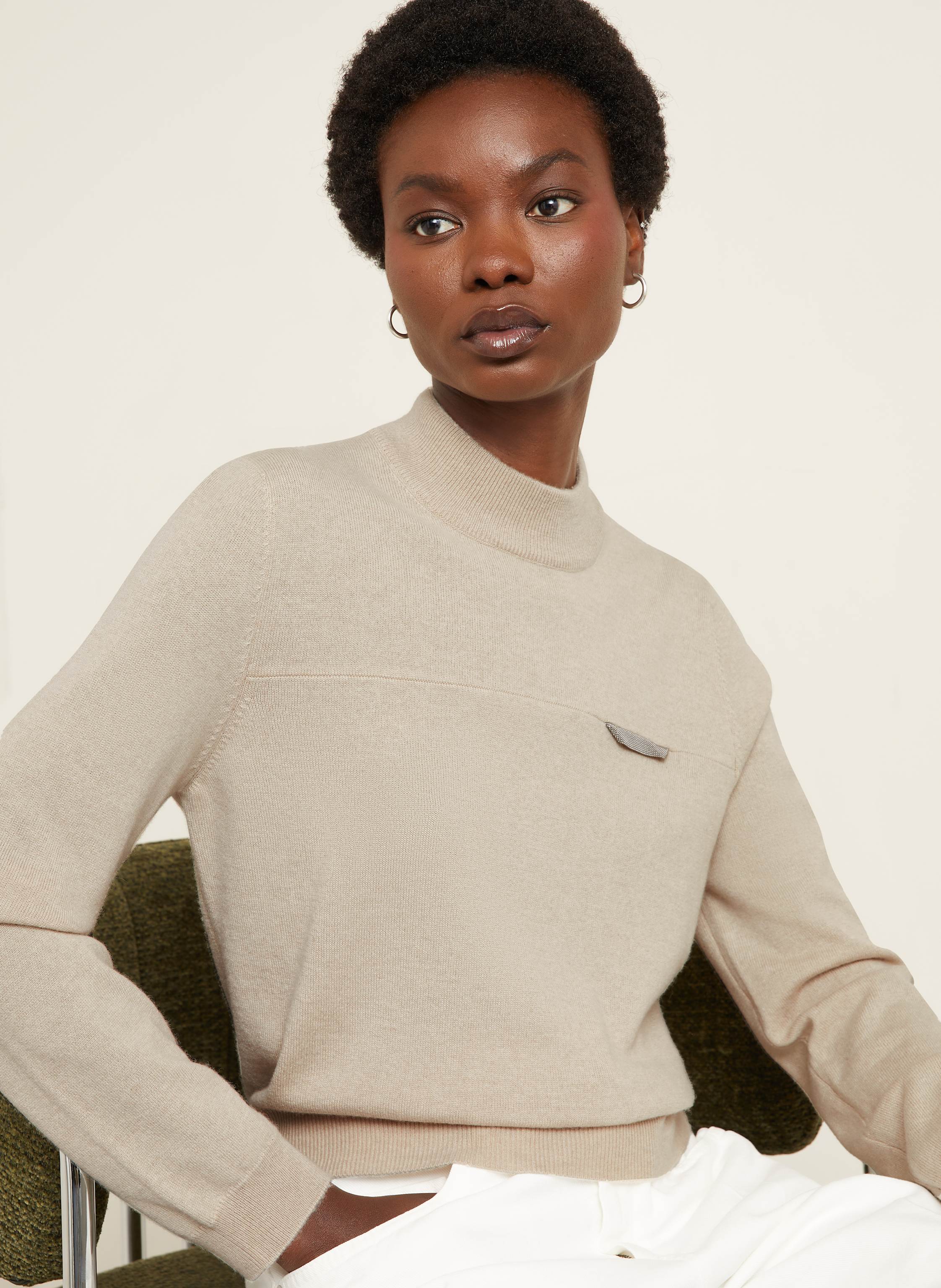 Thumbnail - Brunello Cucinelli Cashmere-Pullover Collo Alto grau