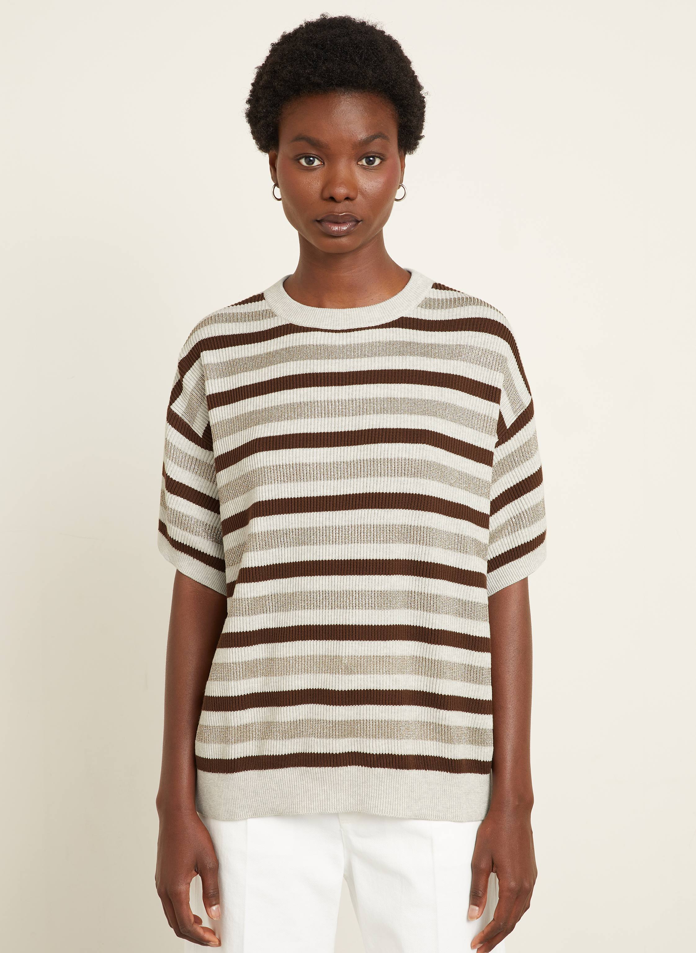 Thumbnail - Brunello Cucinelli Strickshirt Mit Glitzergarn braun