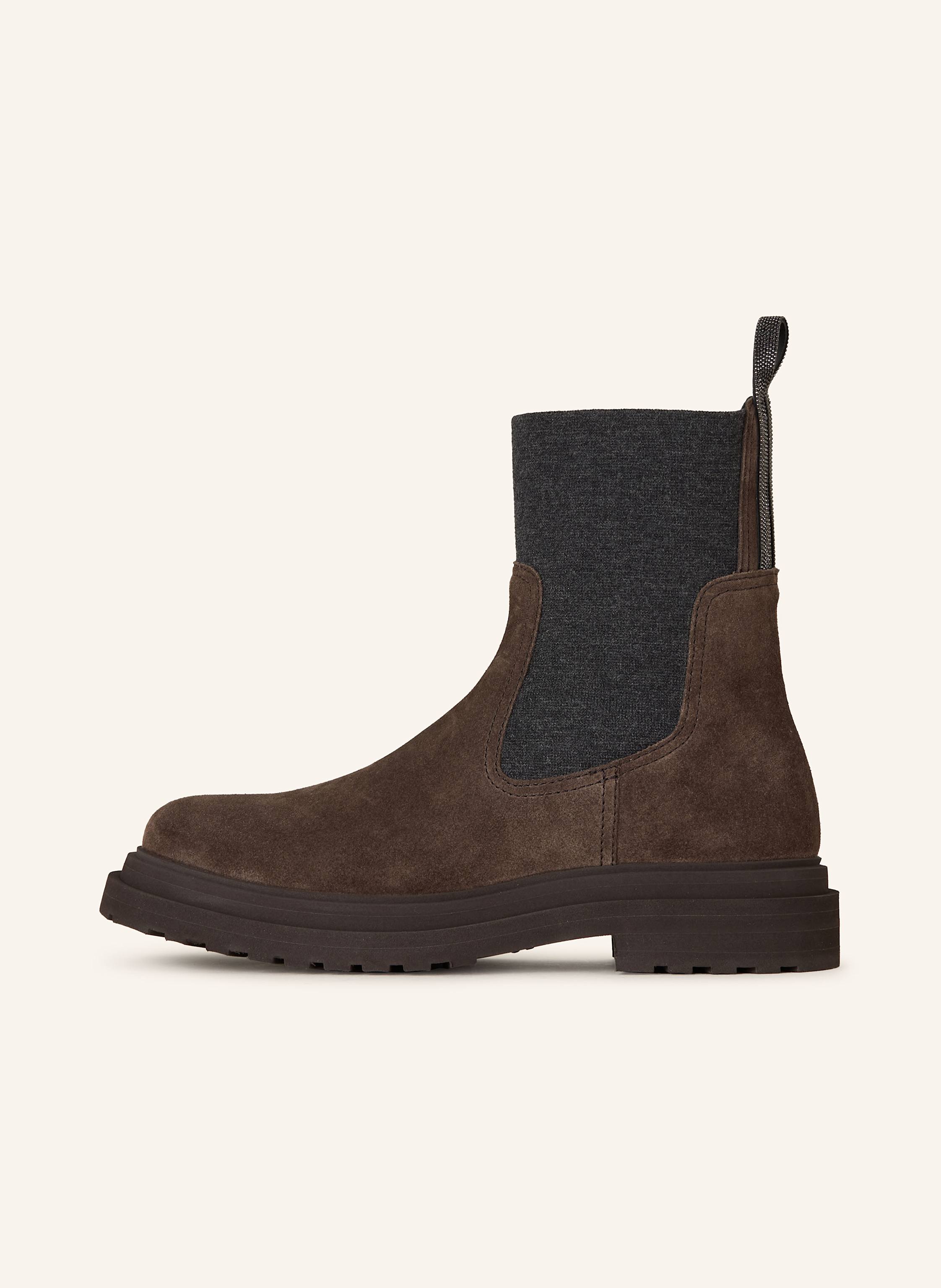Thumbnail - Brunello Cucinelli Chelsea-Boots Mit Schmucksteinen braun