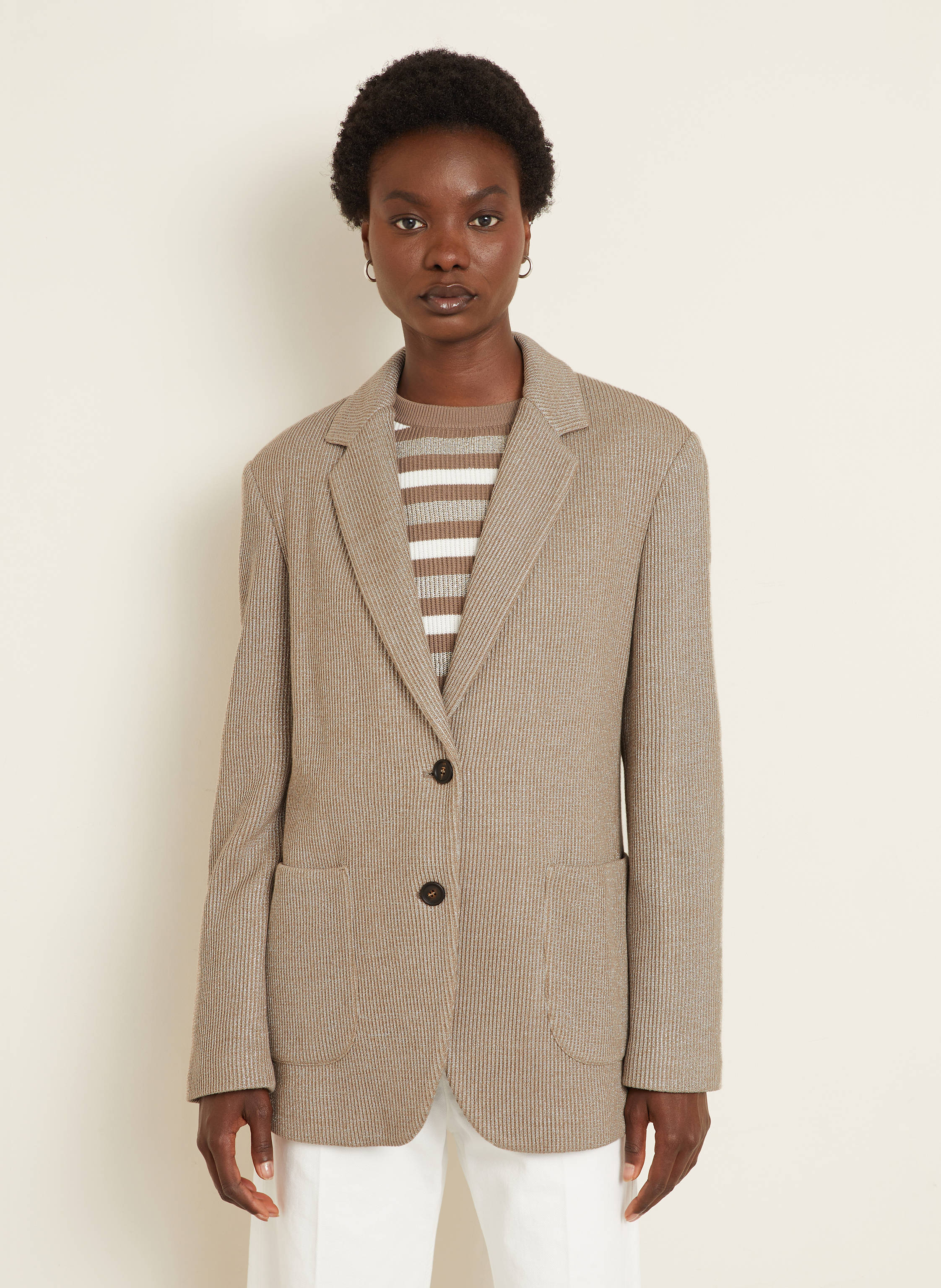 Thumbnail - Brunello Cucinelli Blazer Mit Glitzergarn braun