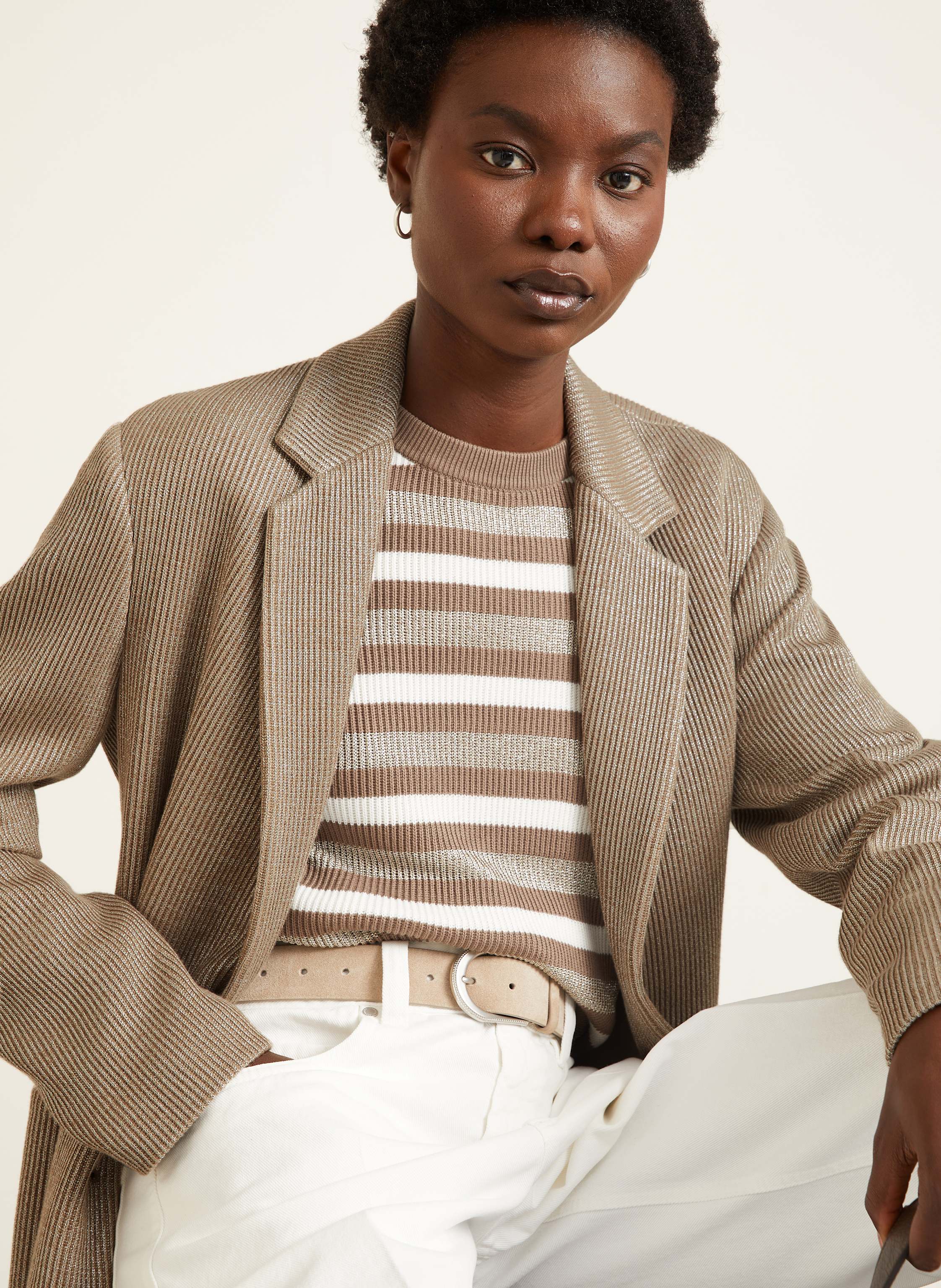 Thumbnail - Brunello Cucinelli Blazer Mit Glitzergarn braun