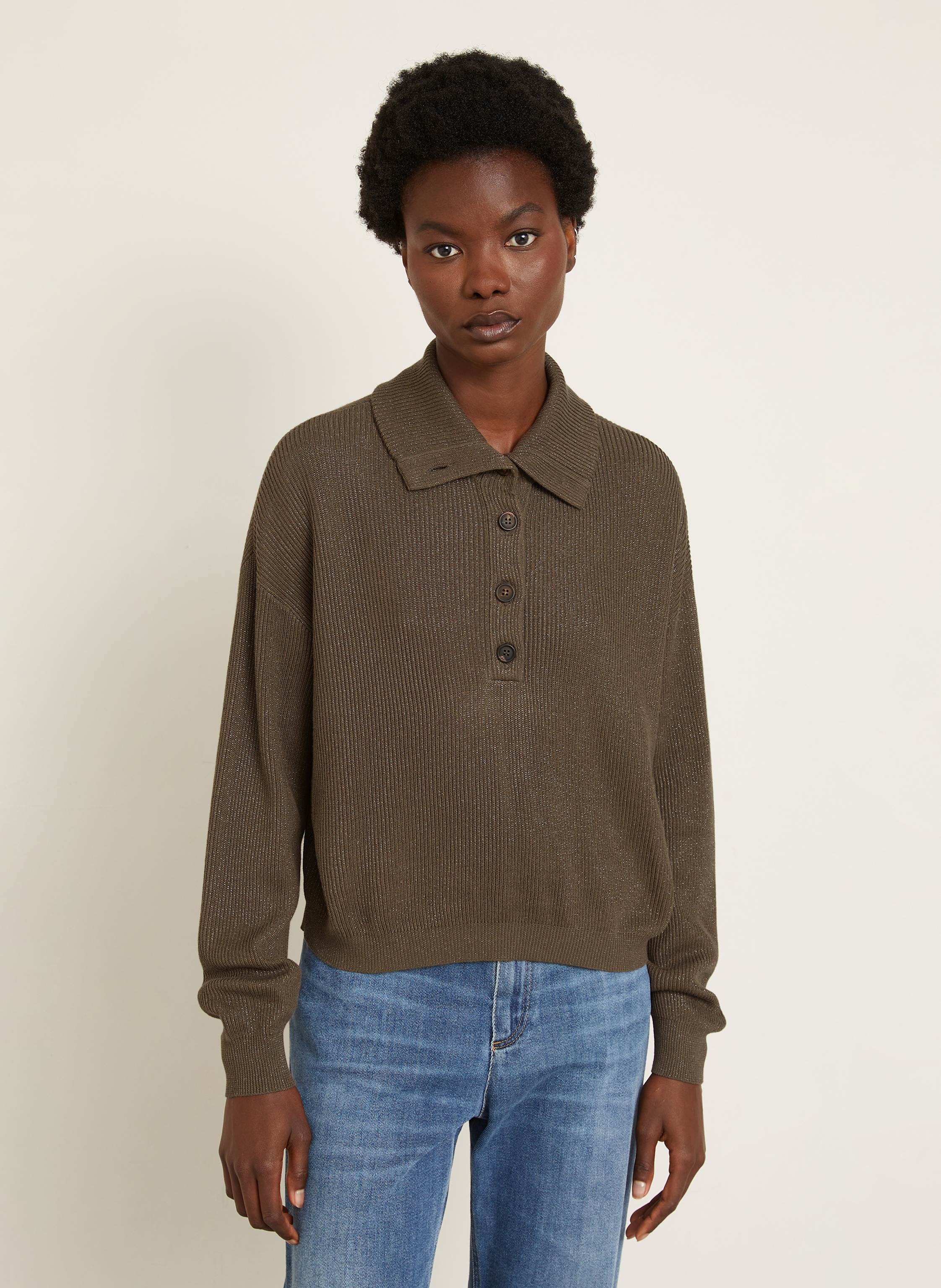 Thumbnail - Brunello Cucinelli Pullover Collo Alto Mit Glitzergarn braun