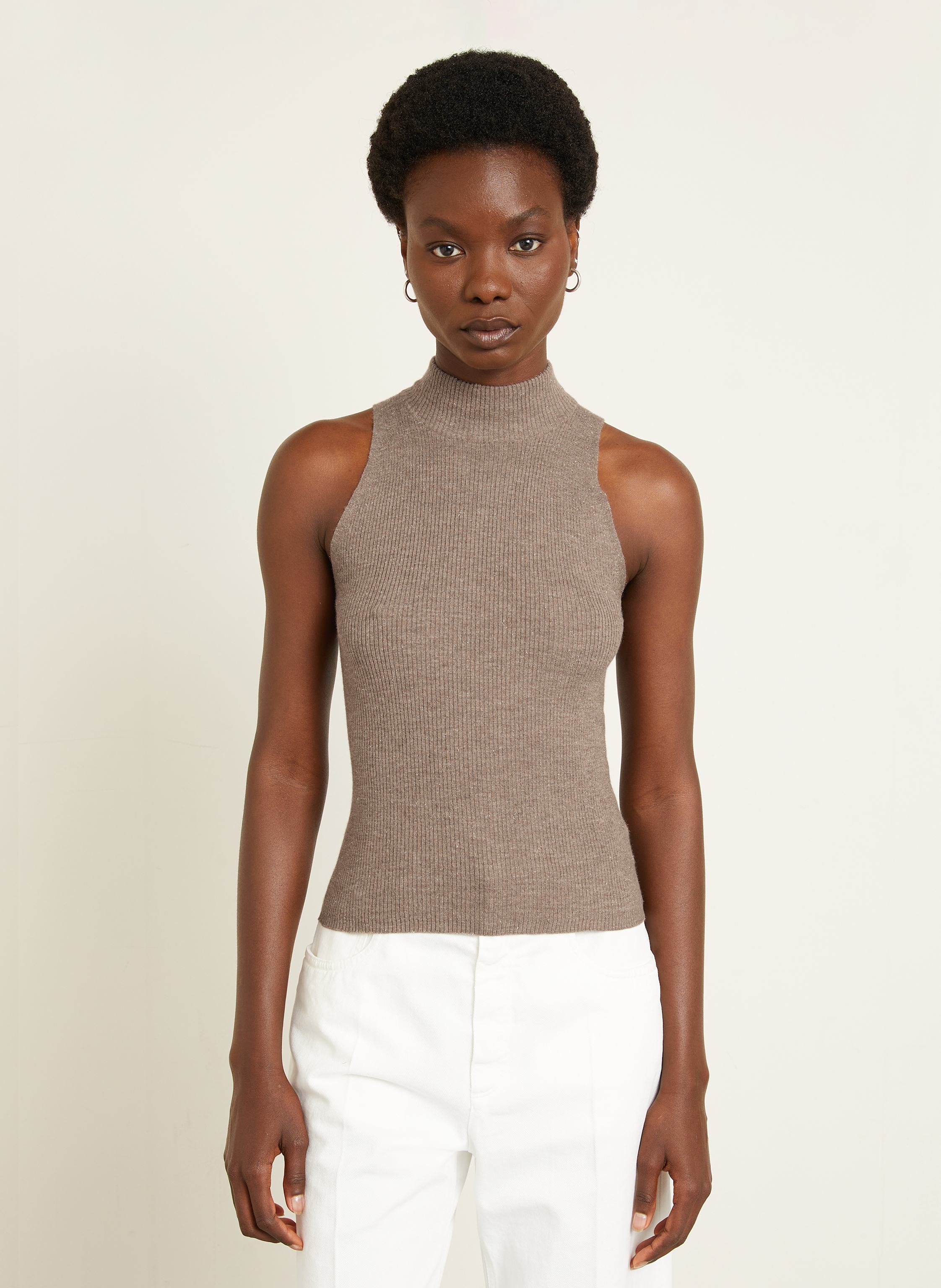 Thumbnail - Brunello Cucinelli Stricktop Mit Cashmere Und Glitzergarn braun