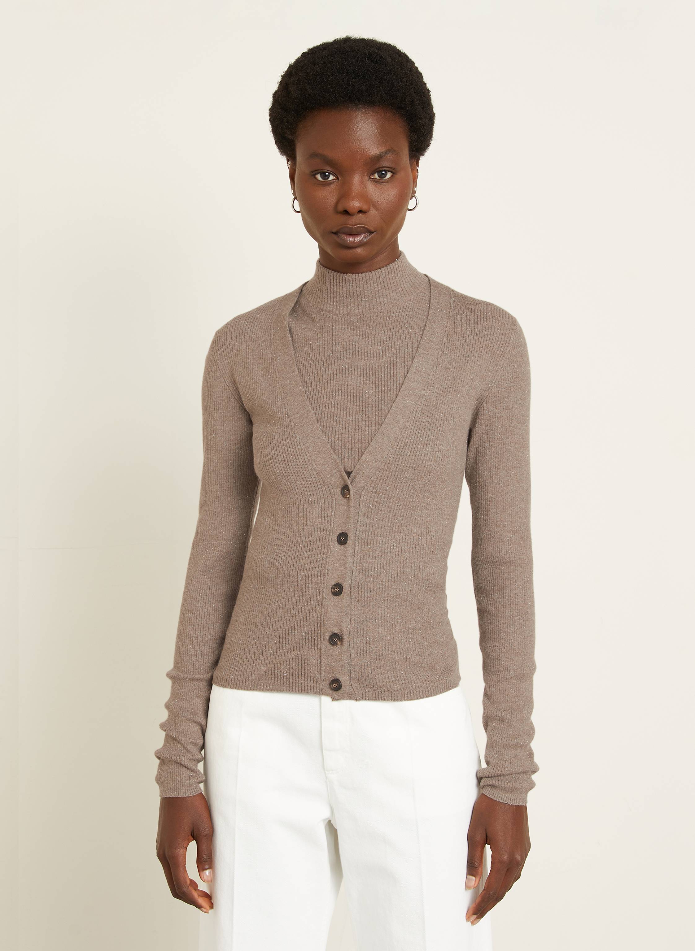 Thumbnail - Brunello Cucinelli Strickjacke Mit Cashmere Und Glitzergarn braun