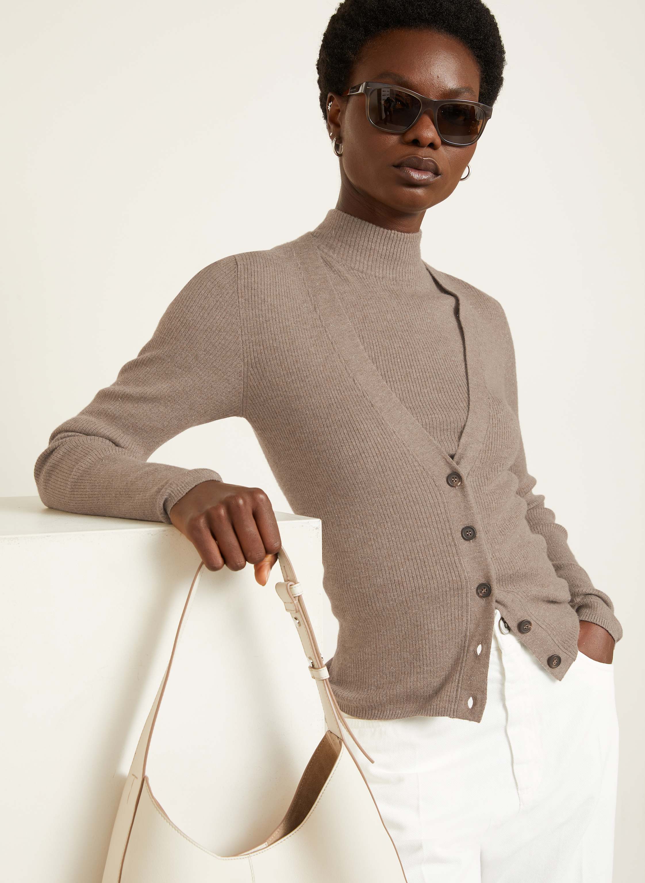 Thumbnail - Brunello Cucinelli Strickjacke Mit Cashmere Und Glitzergarn braun
