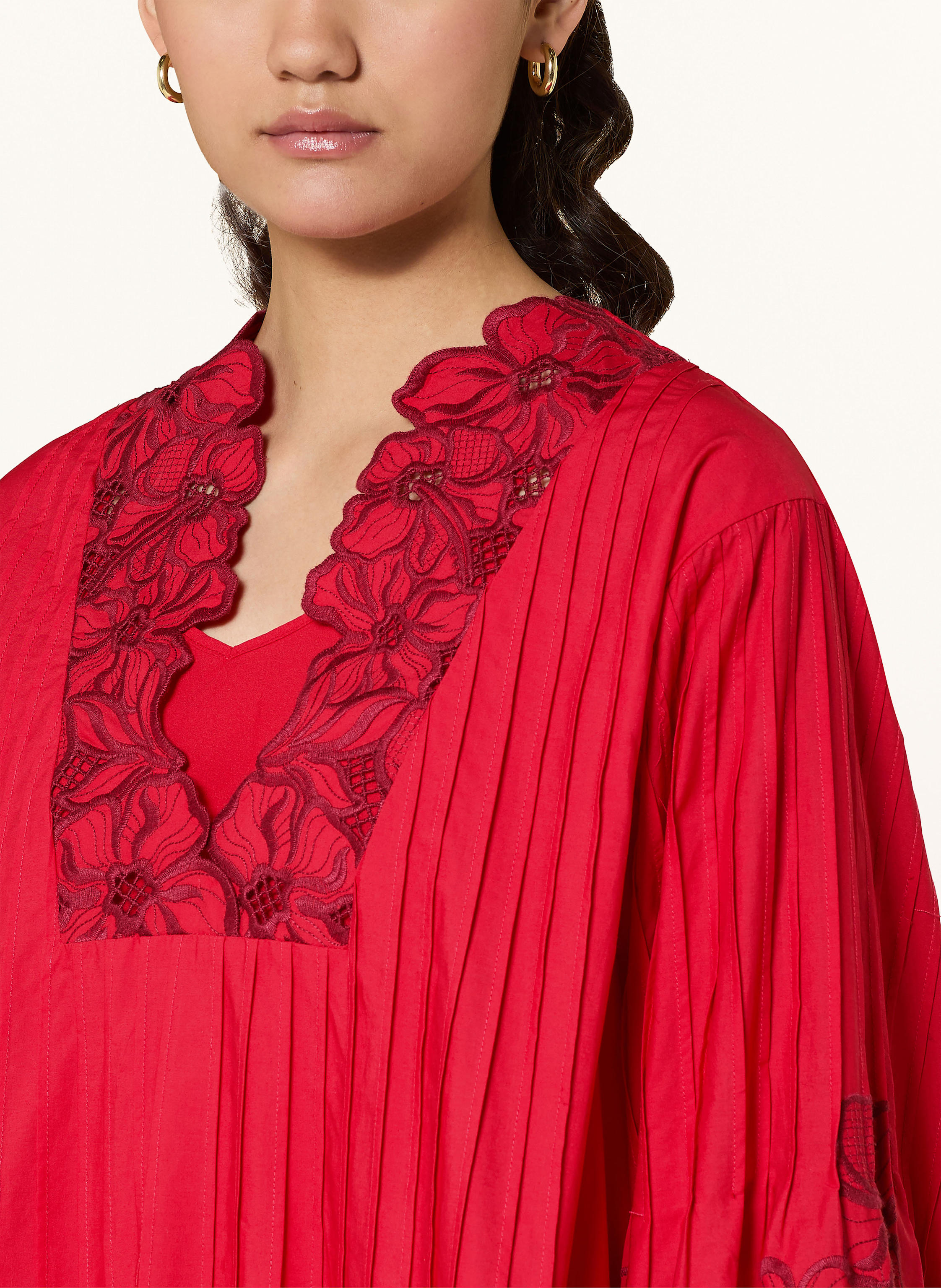 Thumbnail - Sandro Kleid Mit Lochspitze rot