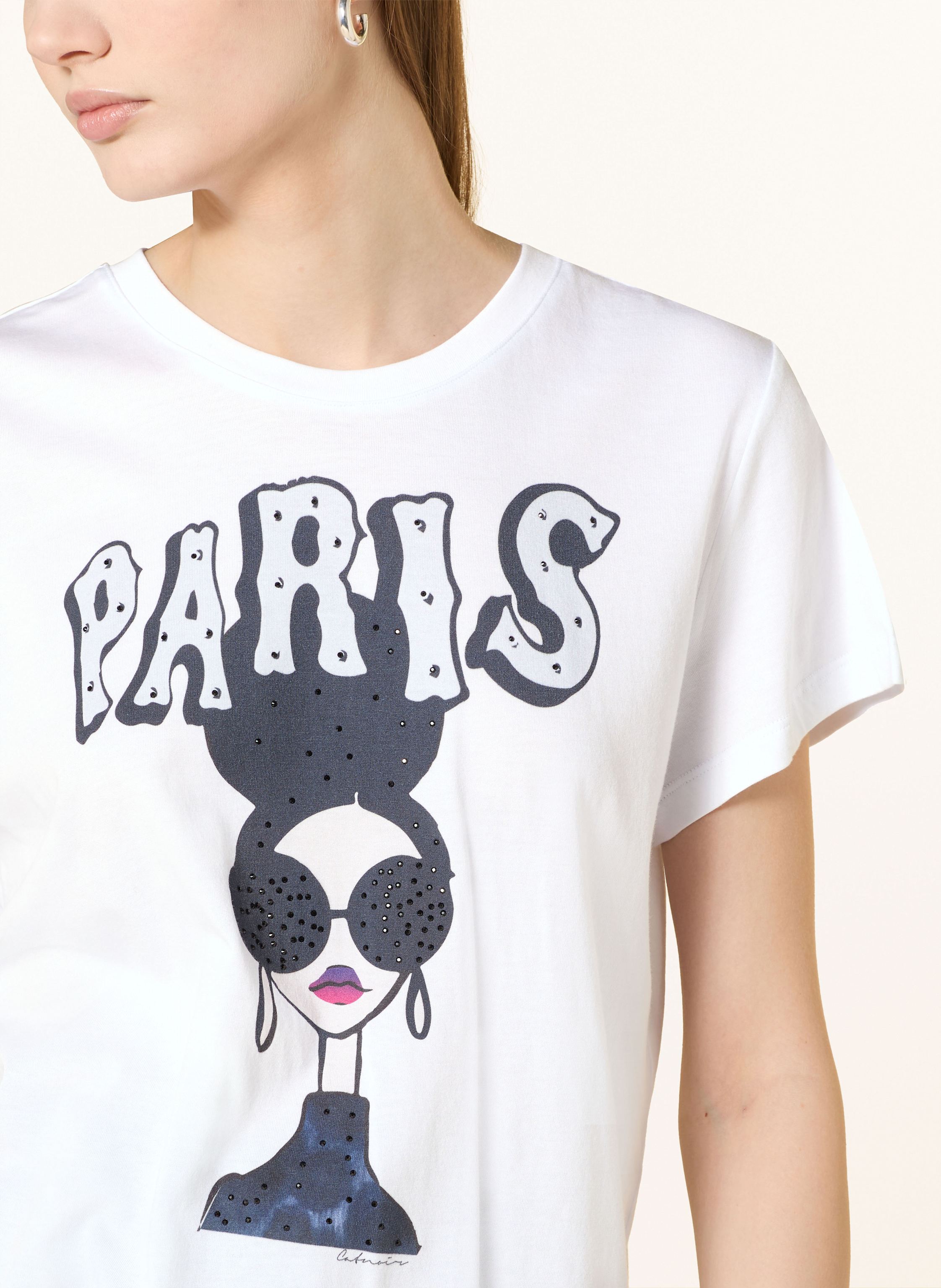 Thumbnail - Catnoir T-Shirt Mit Schmucksteinen weiss