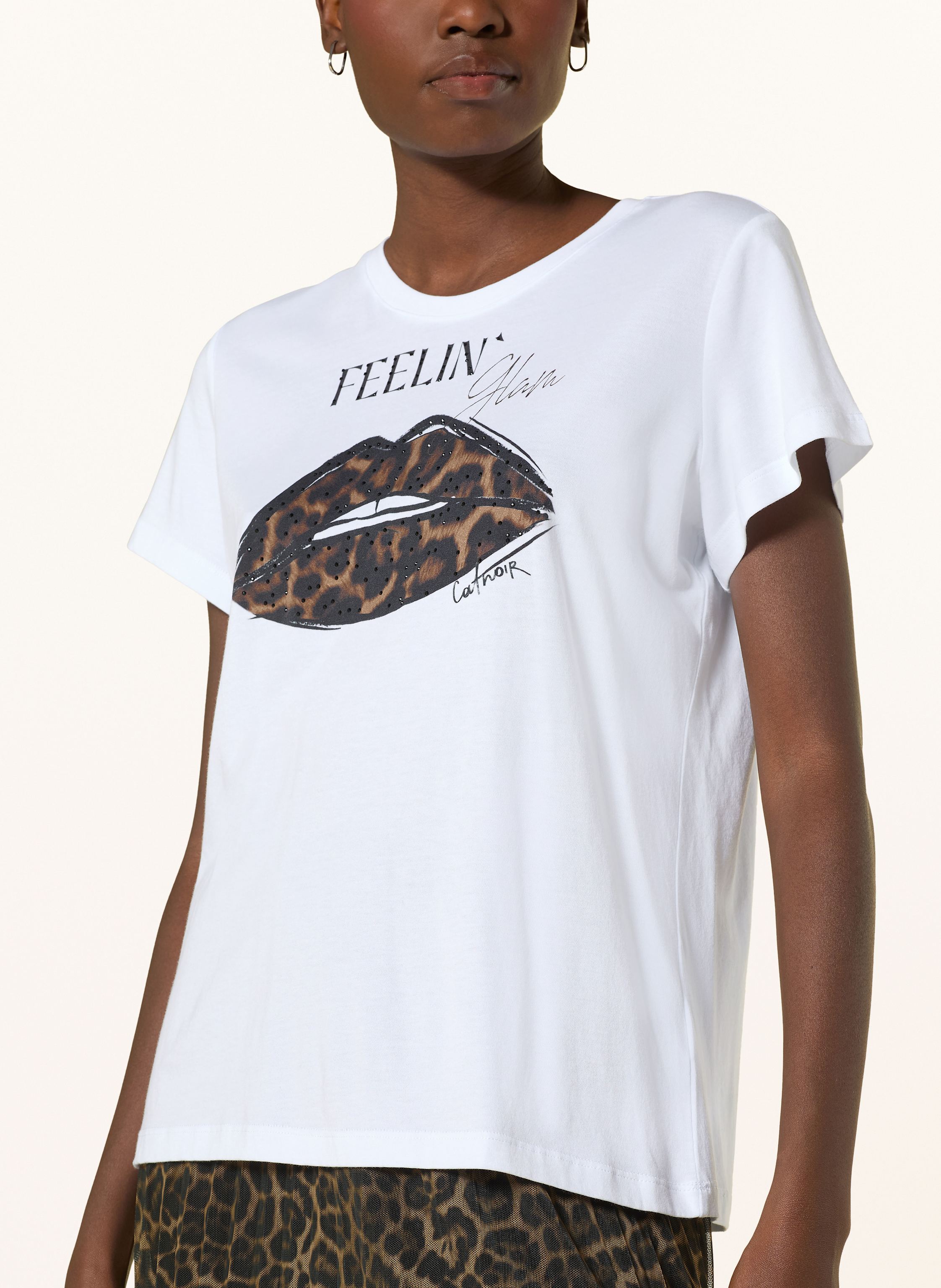 Thumbnail - Catnoir T-Shirt Mit Schmucksteinen weiss