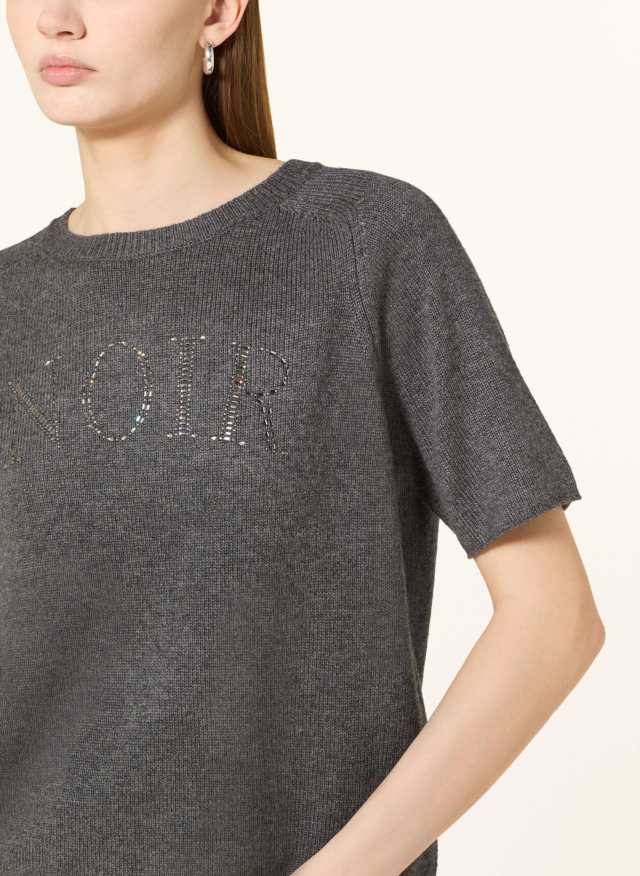 Thumbnail - Catnoir Strickshirt Mit Schmucksteinen grau