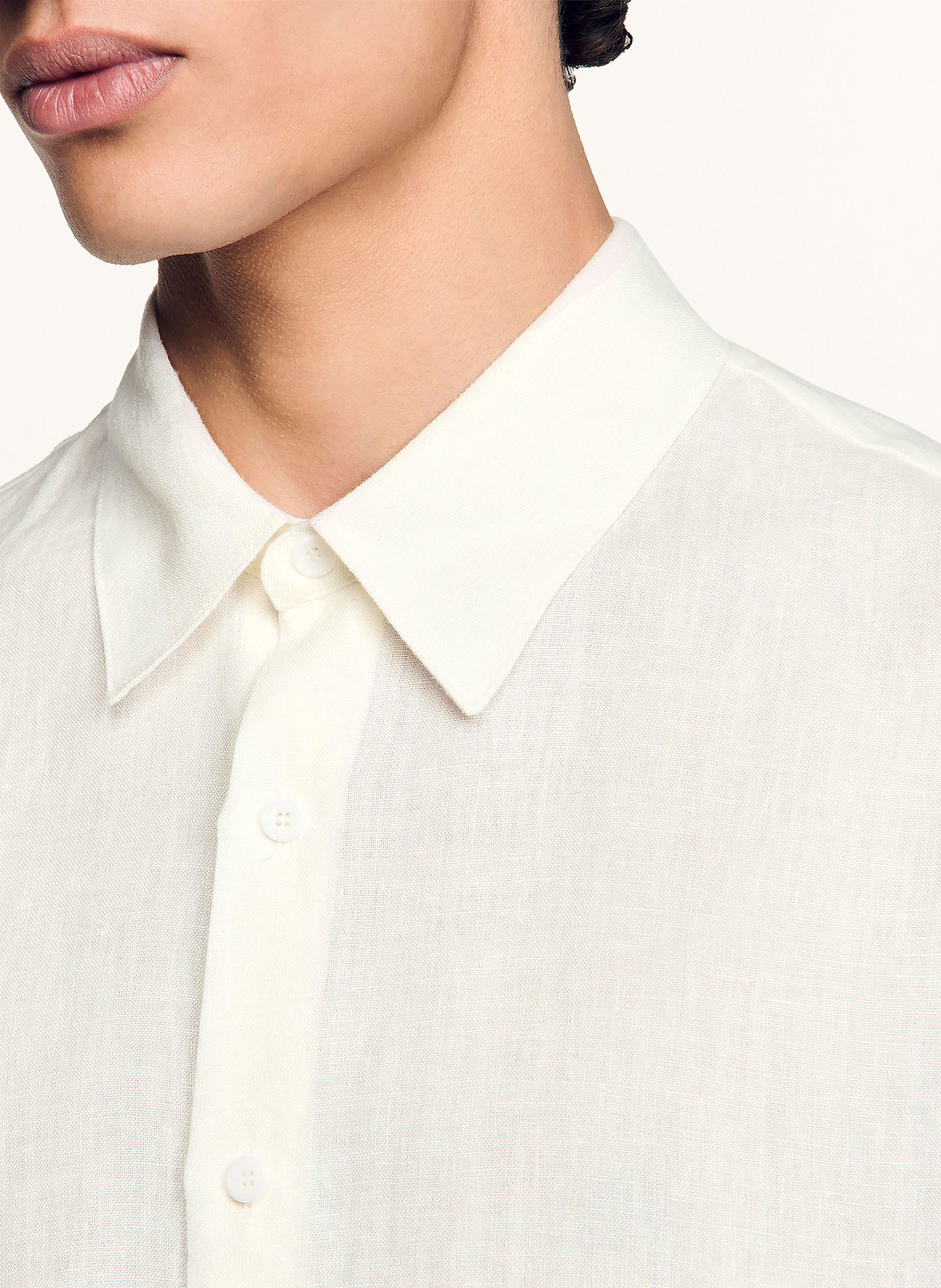 Thumbnail - Sandro Leinenhemd Regular Fit weiss