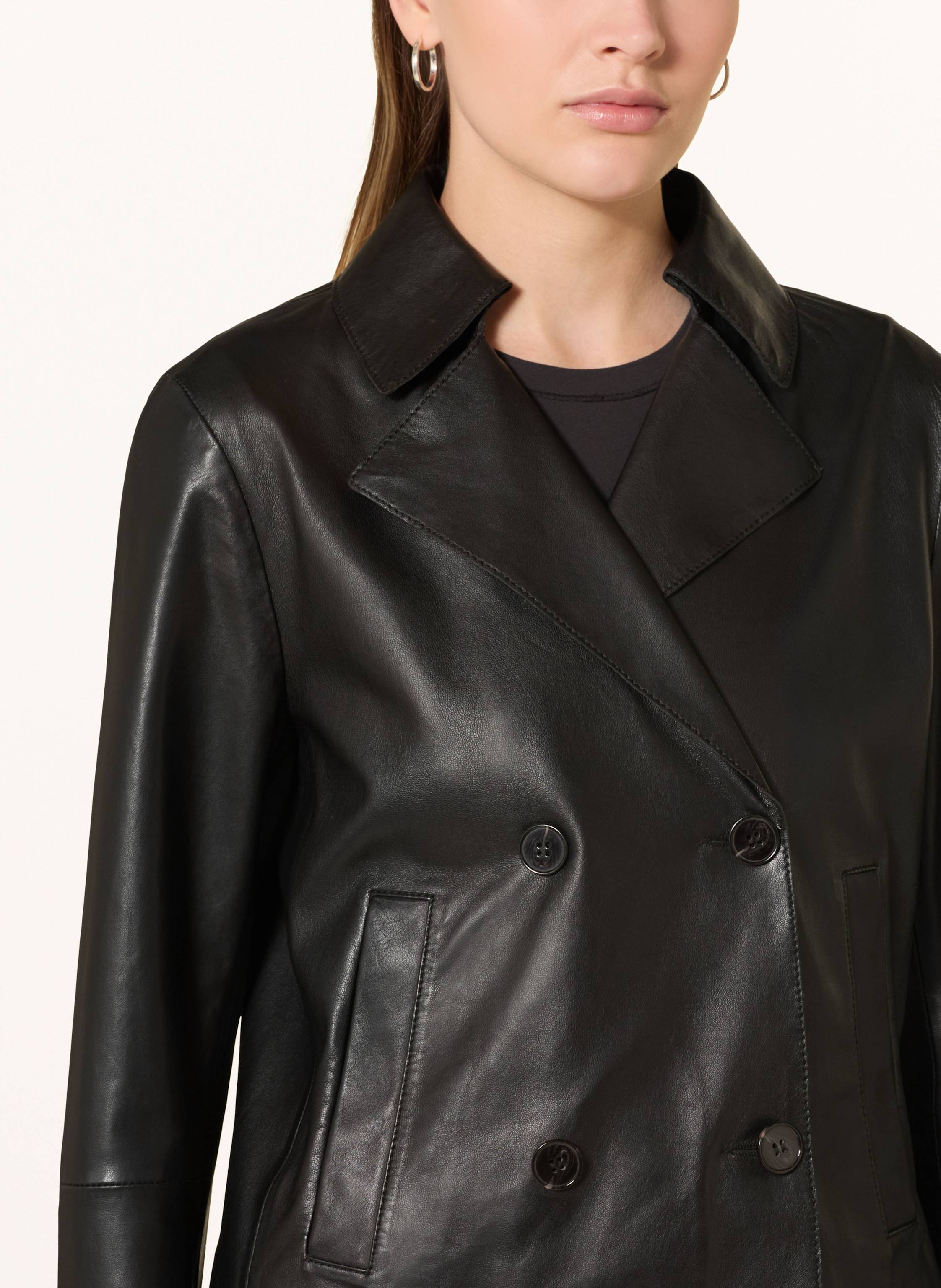 Thumbnail - Marc O'polo Trench-Jacke Aus Leder schwarz