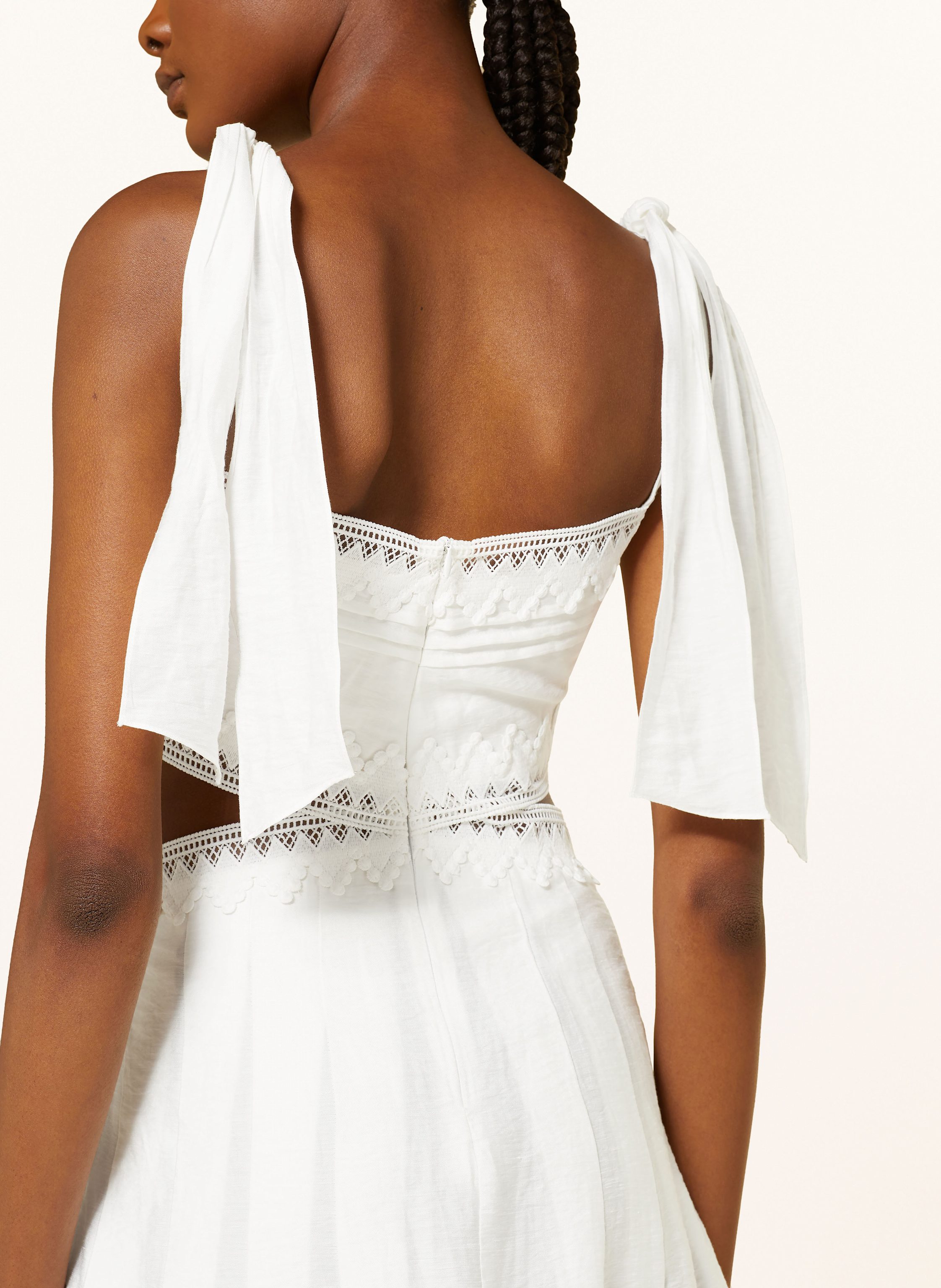 Thumbnail - Sandro Kleid Mit Leinen Und Cut-Outs weiss