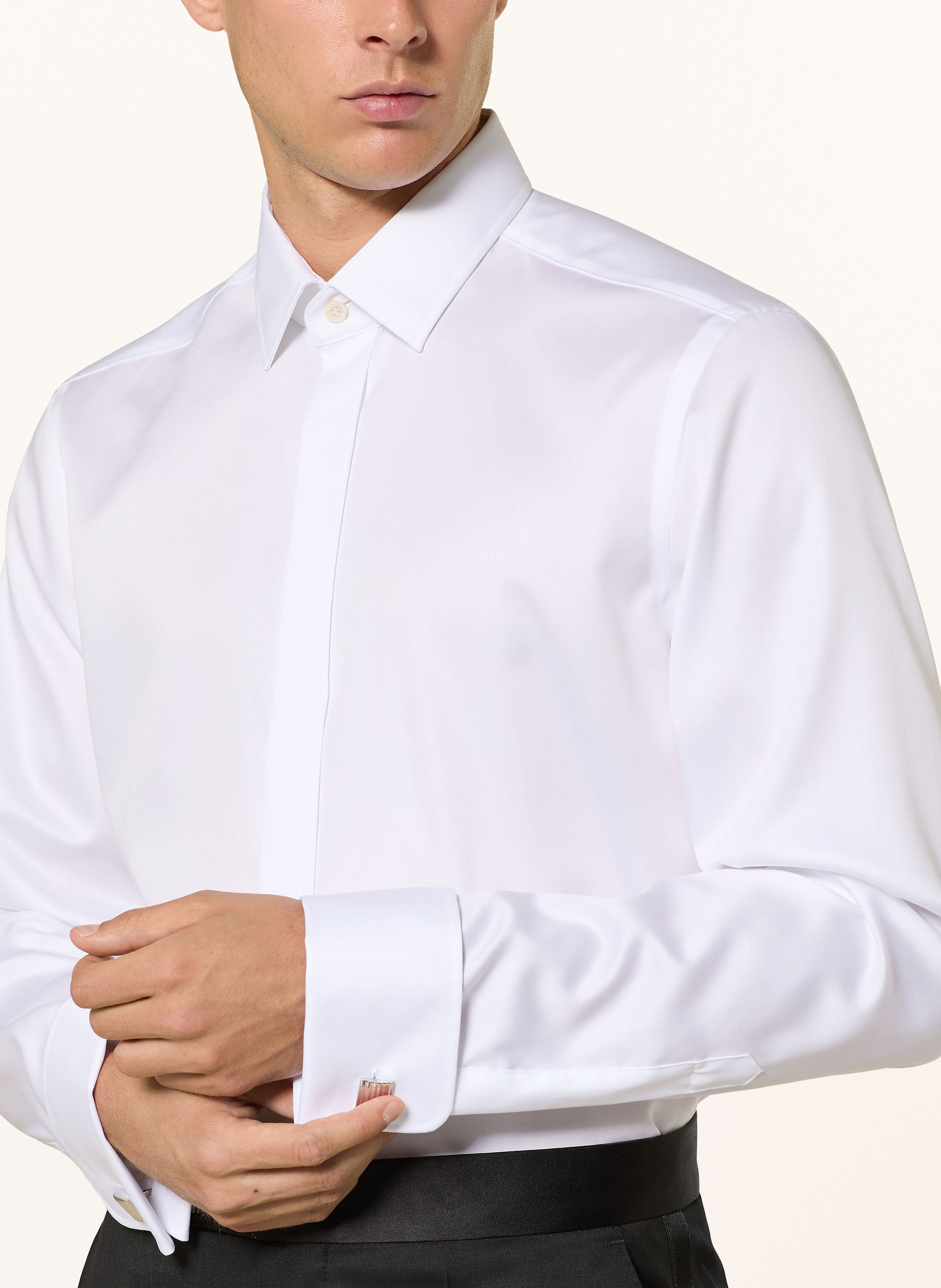 Thumbnail - Olymp Signature Smoking-Hemd Tailored Fit Mit Umschlagmanschette weiss