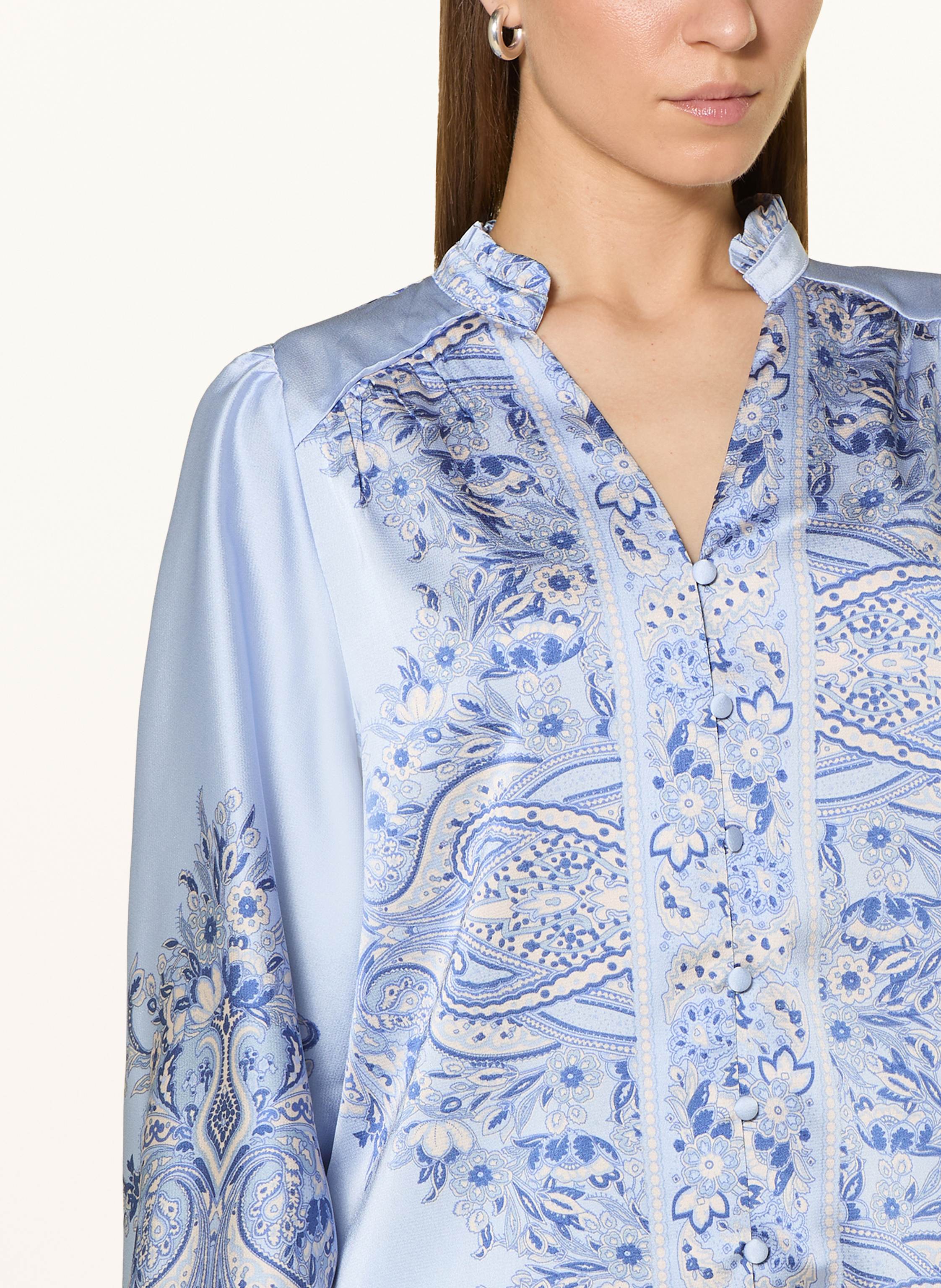 Thumbnail - Neo Noir Satinbluse Massima Mit Rüschen blau