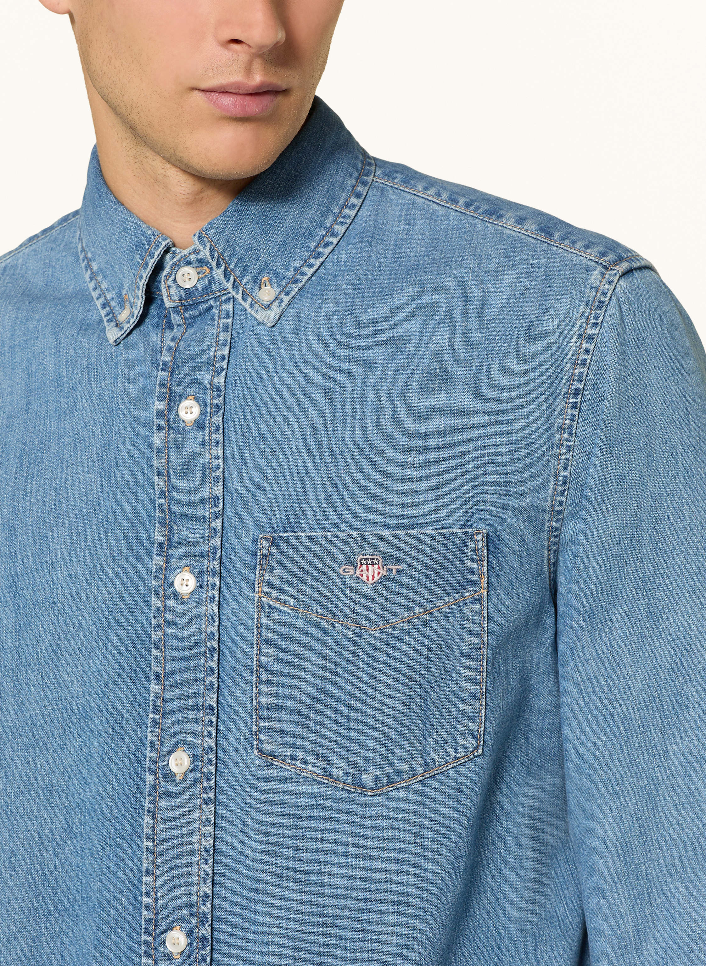 Thumbnail - Gant Jeanshemd Regular Fit blau
