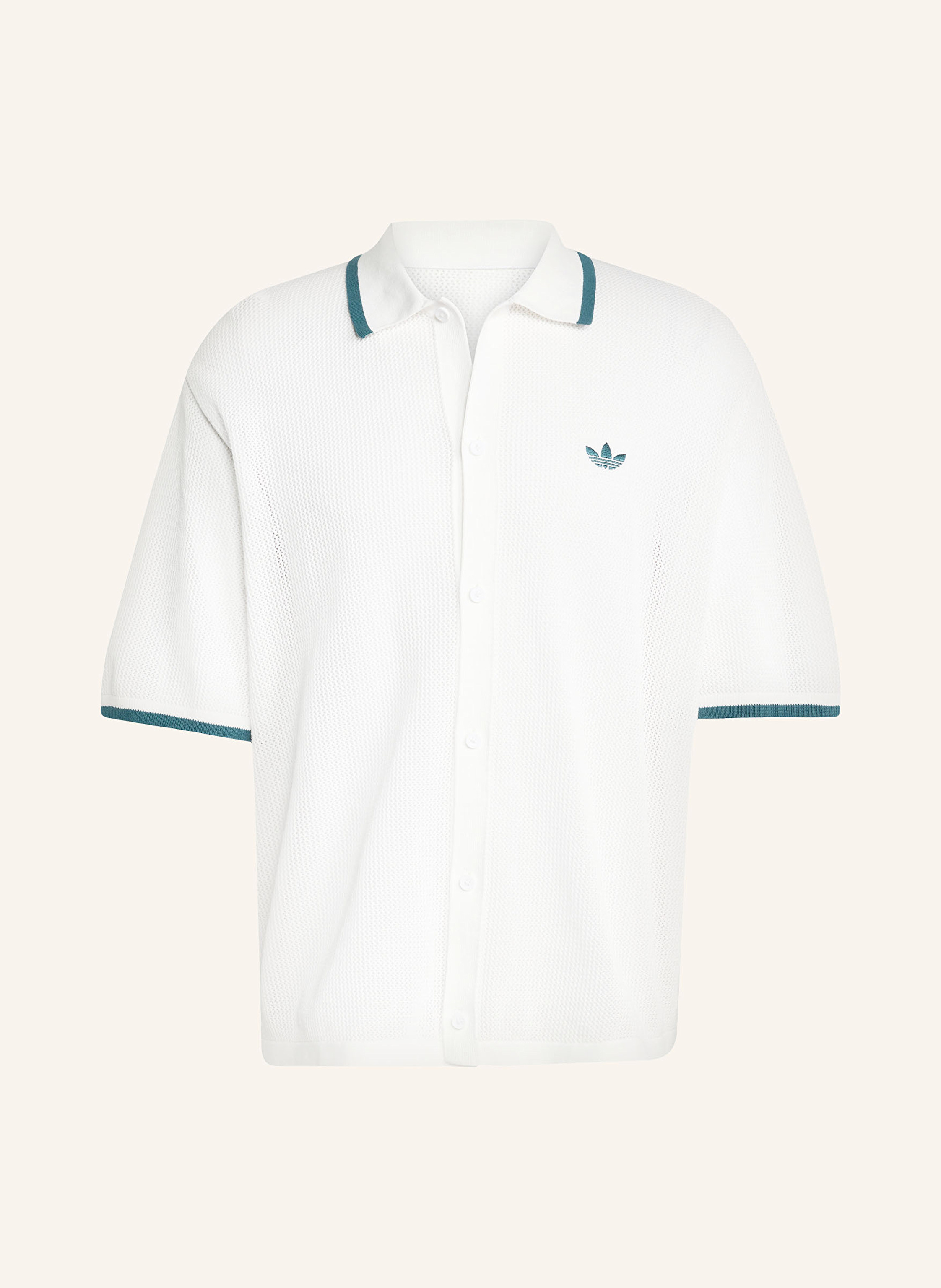 Adidas Originals Adidas Originals Strickhemd Adidas Originals Button Down Loose Fit weiss in ECRU / PETROL