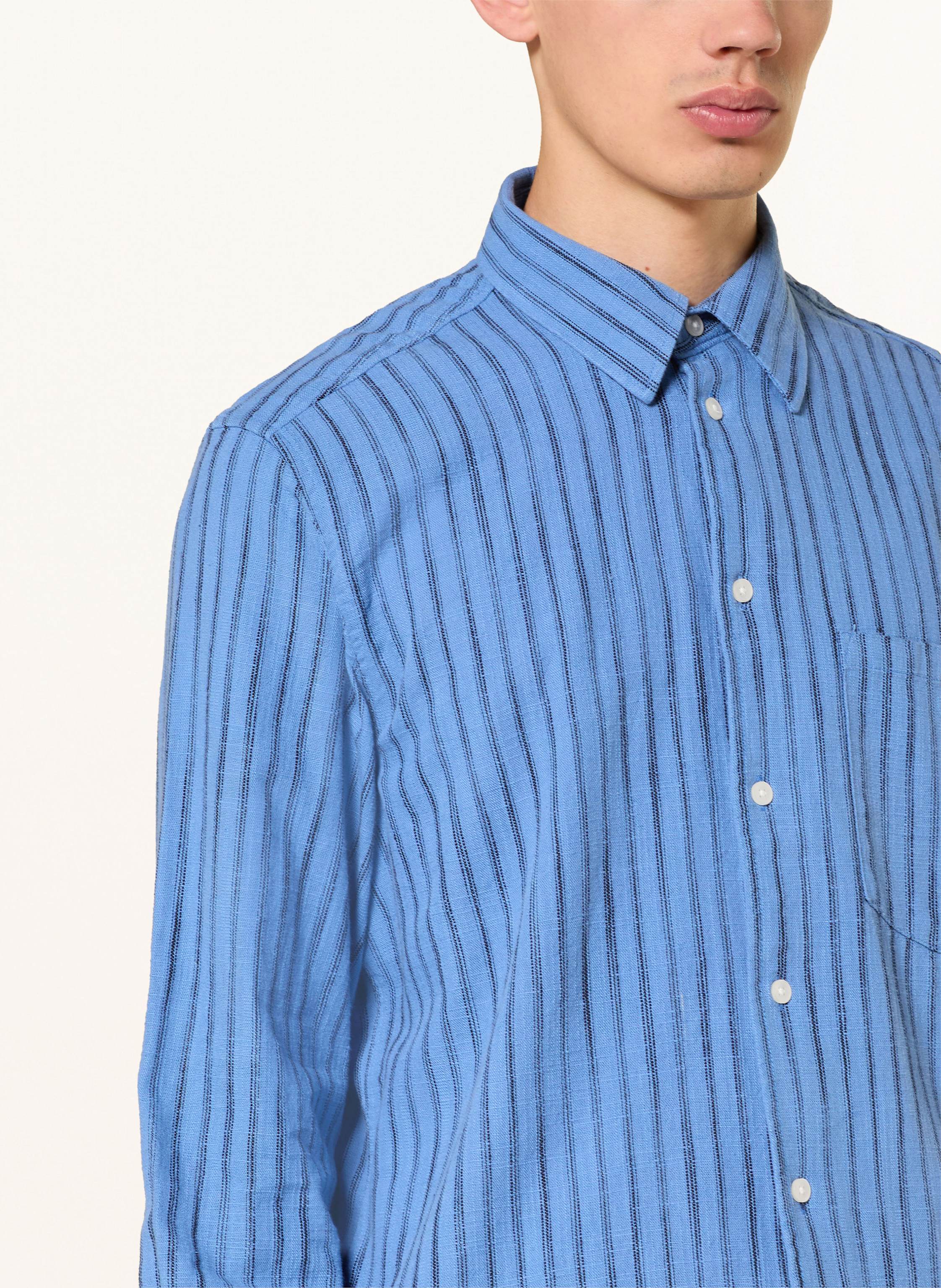 Thumbnail - Samsøe Samsøe Hemd Liam Comfort Fit Mit Leinen blau