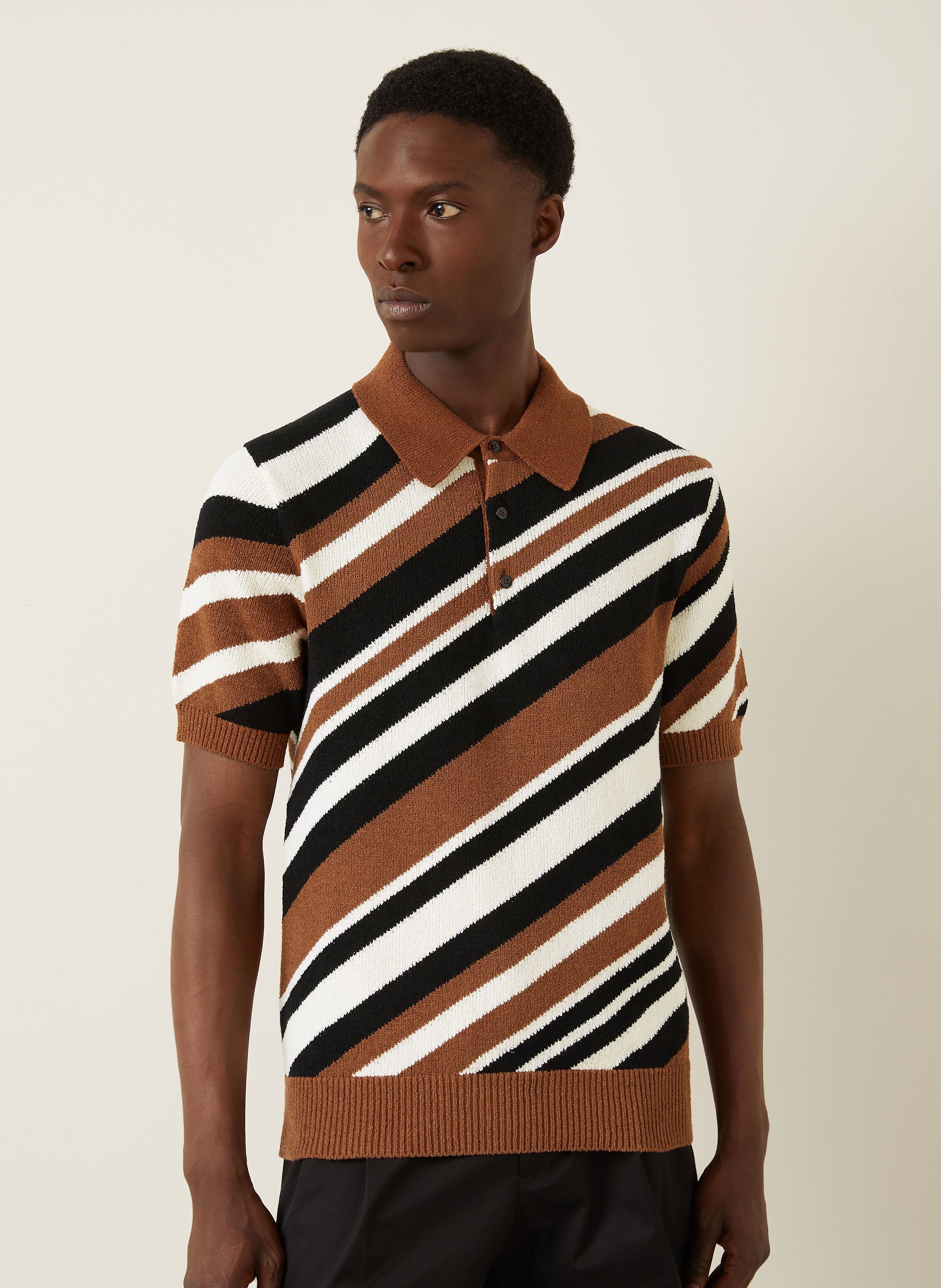 Thumbnail - Dolce & Gabbana Strick-Poloshirt Slim Fit braun