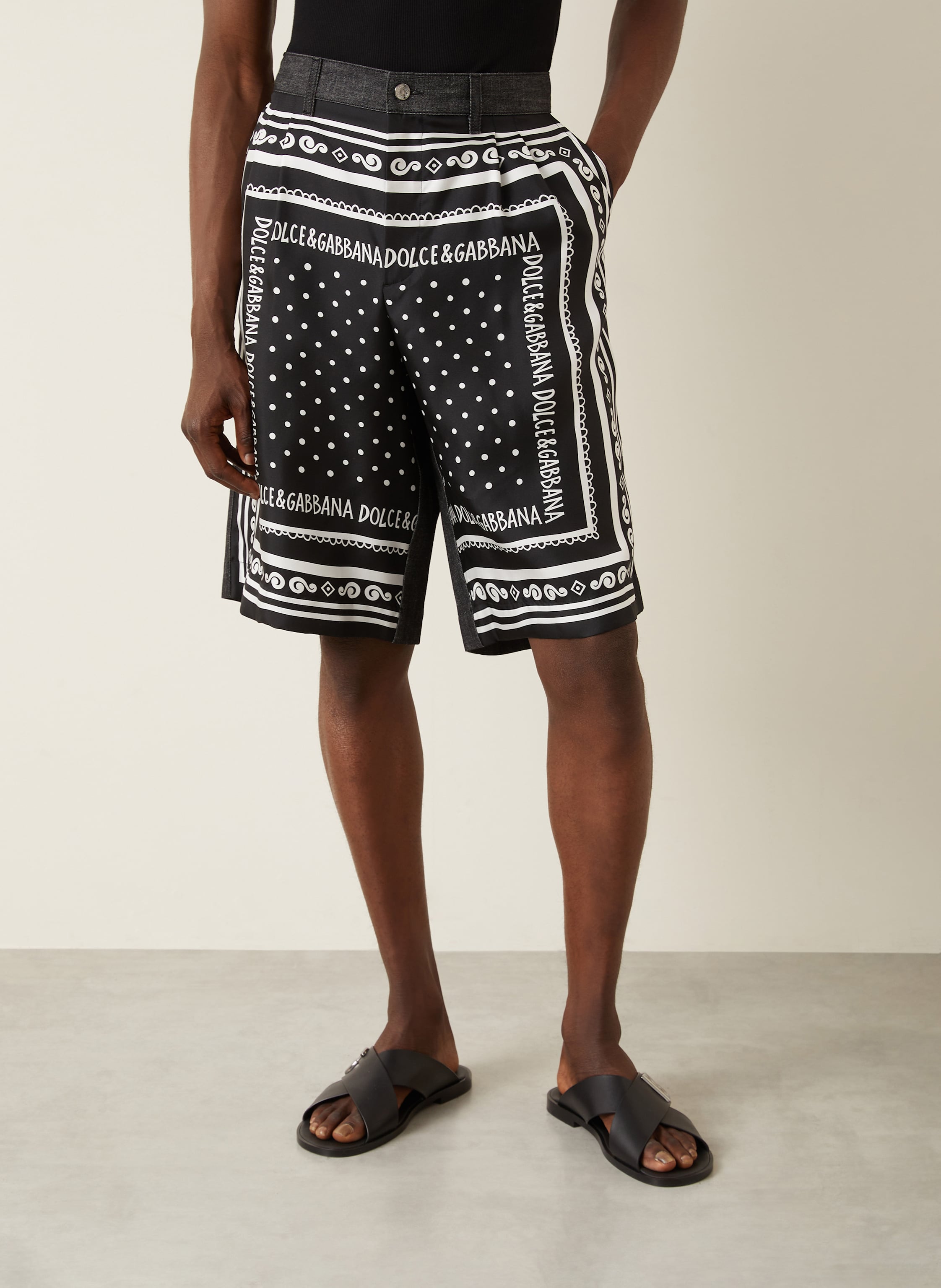 Thumbnail - Dolce & Gabbana Shorts Im Materialmix schwarz