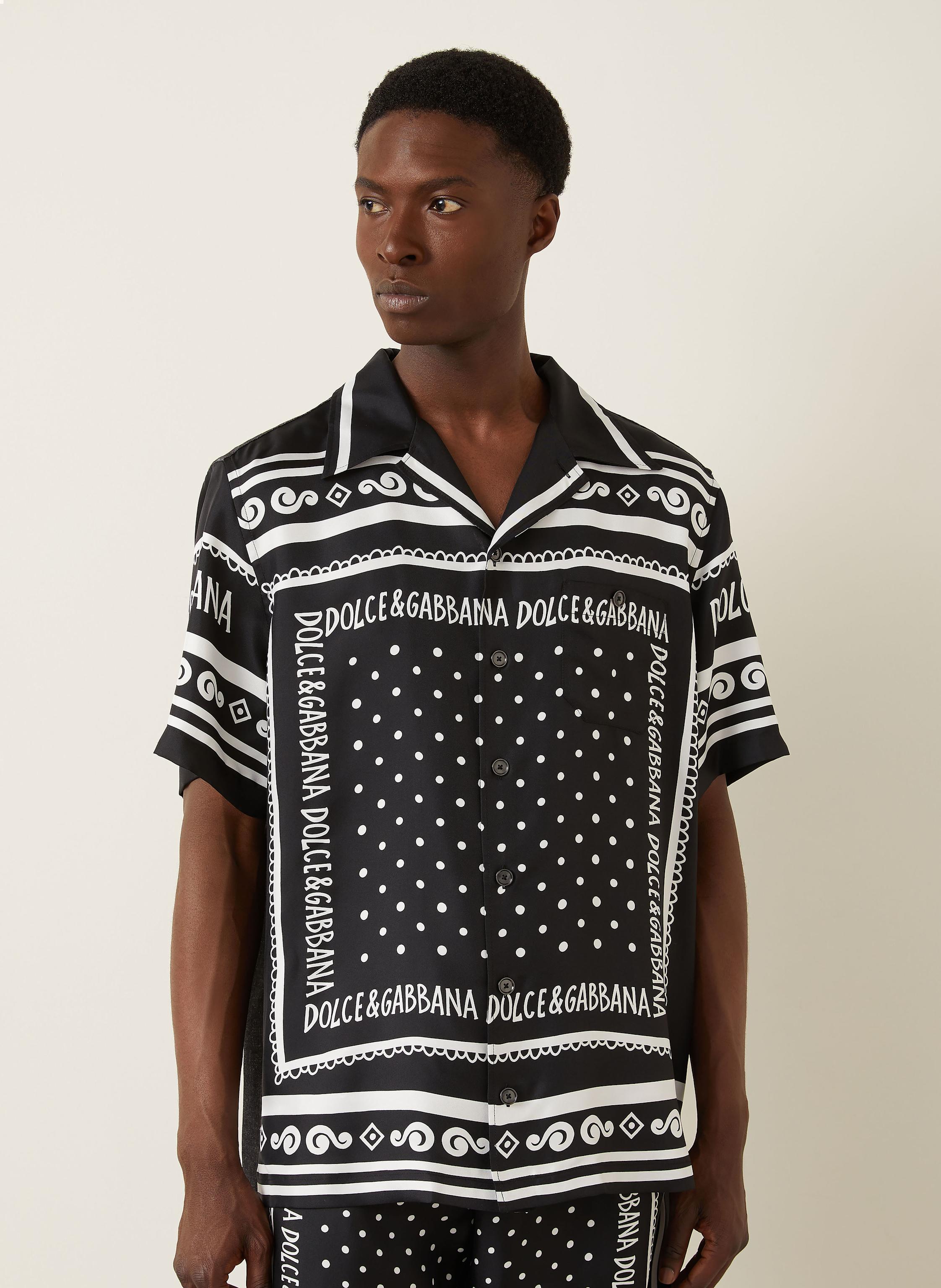 Thumbnail - Dolce & Gabbana Resorthemd Regular Fit Im Materialmix Mit Seide schwarz