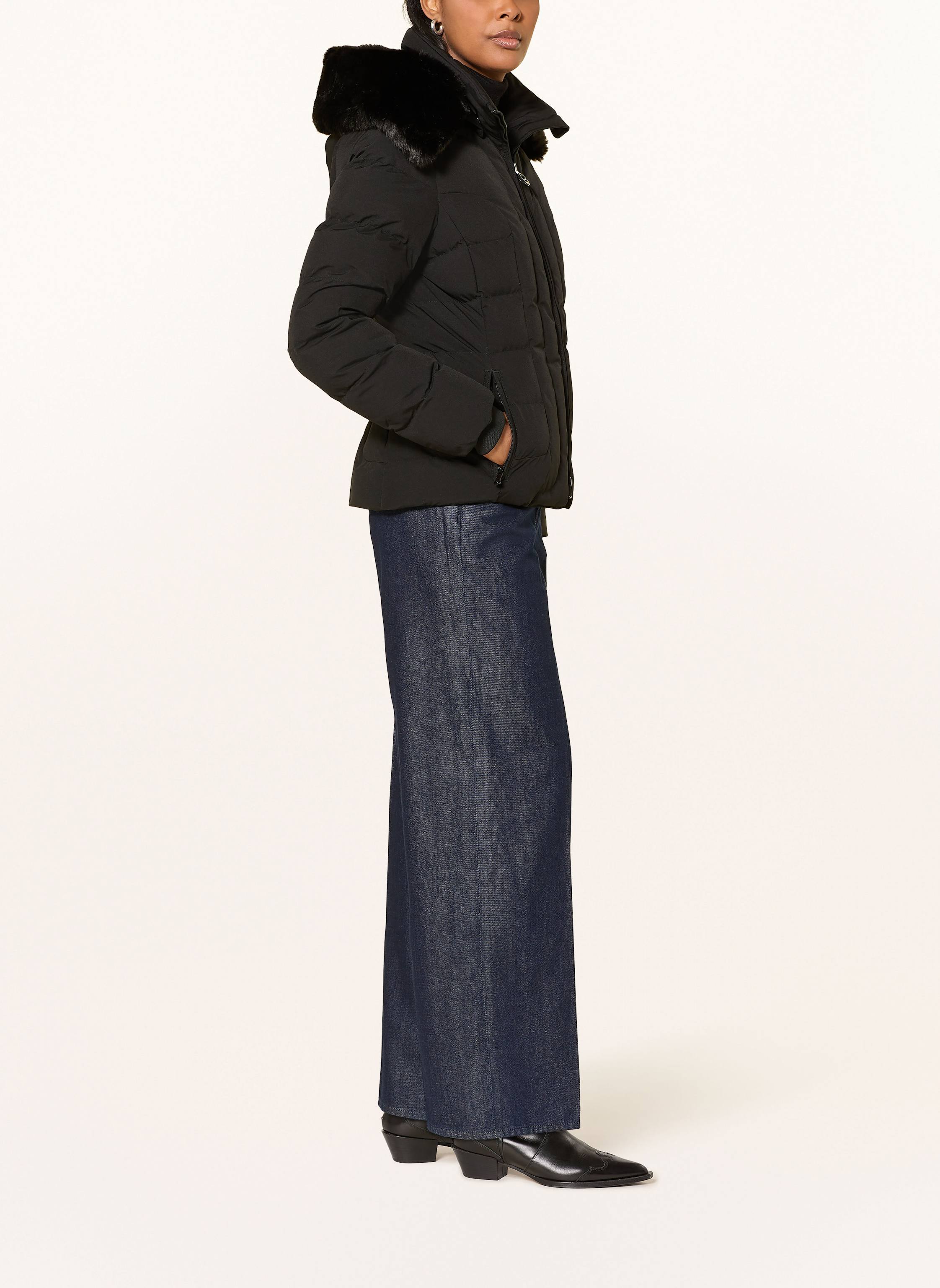 Thumbnail - Wellensteyn Steppjacke Belvitesse Short Mit Abnehmbarem Kunstpelz schwarz