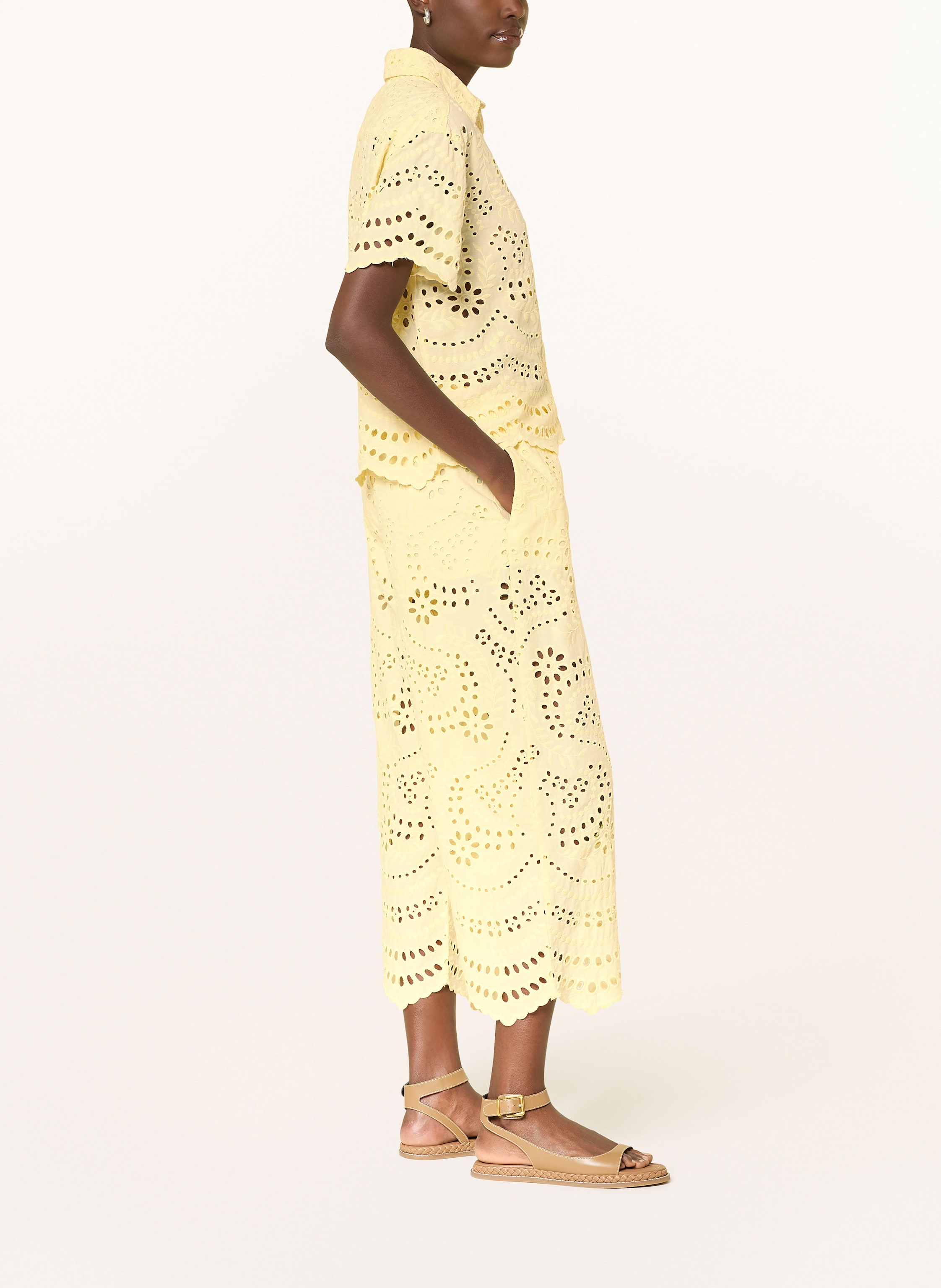 Thumbnail - Only Culotte Aus Lochspitze gelb