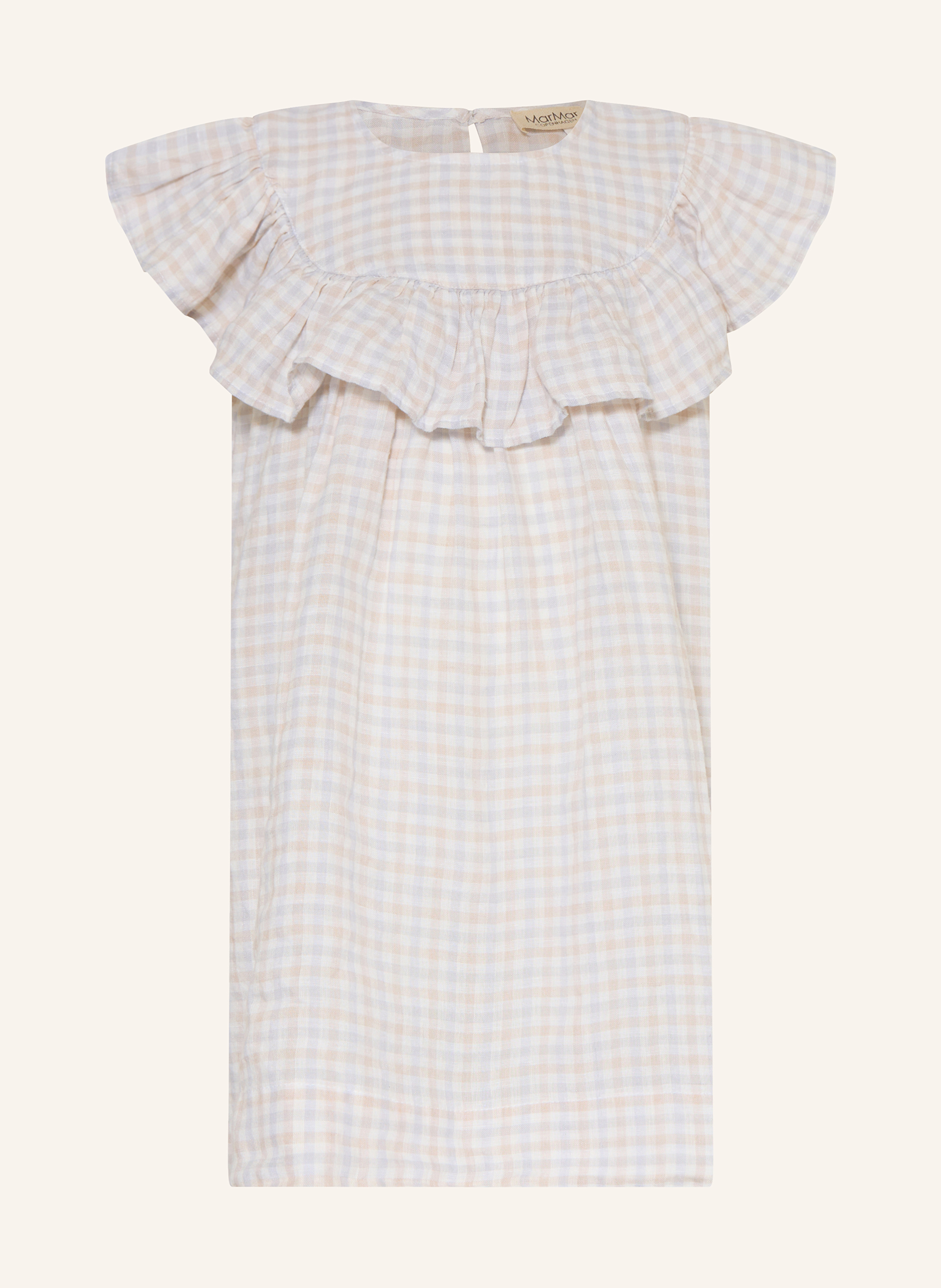 Marmar Leinenkleid Drine Mit Rüschen blau