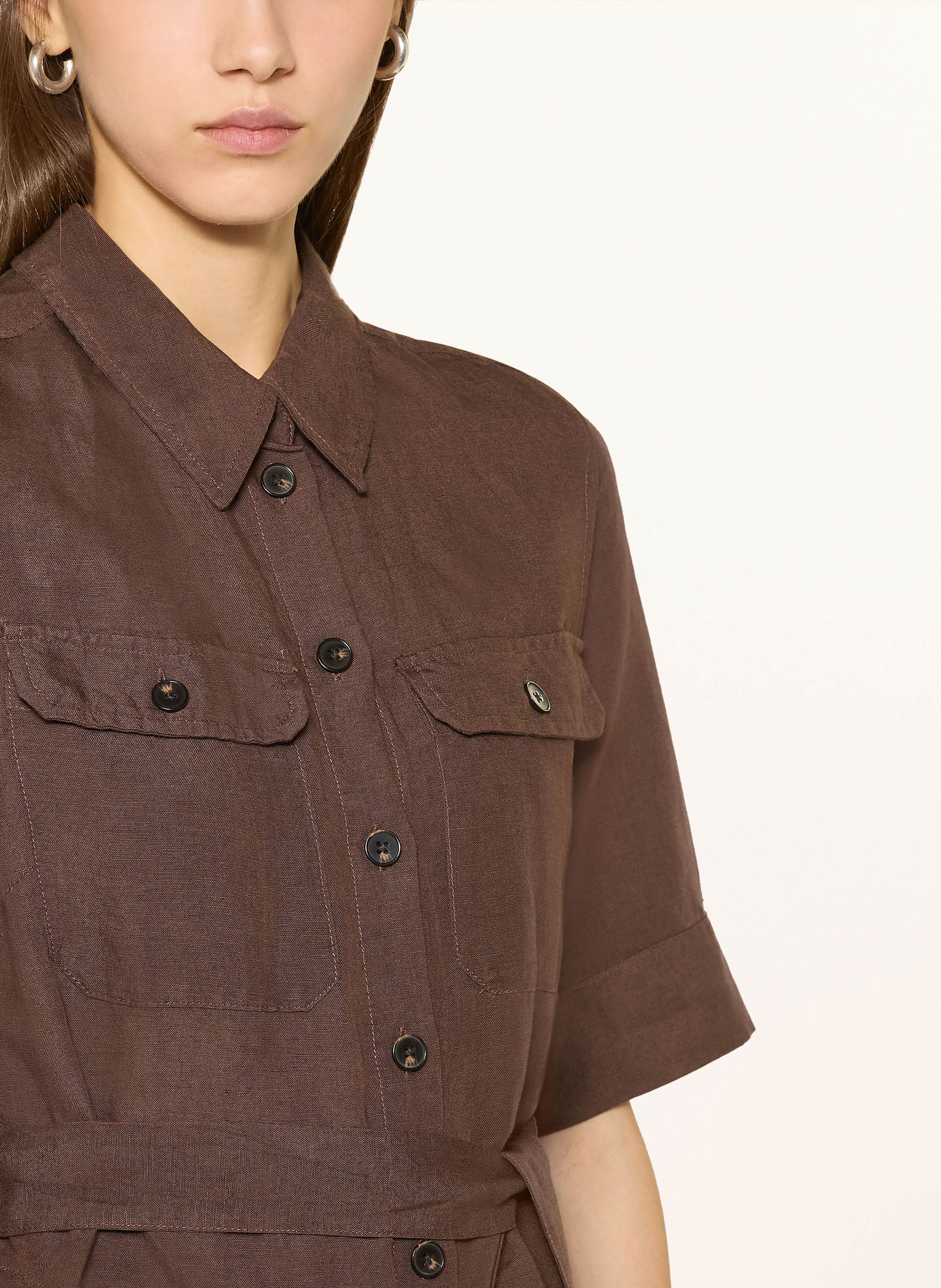 Thumbnail - Part Two Hemdblusenkleid Railipw Mit Leinen braun