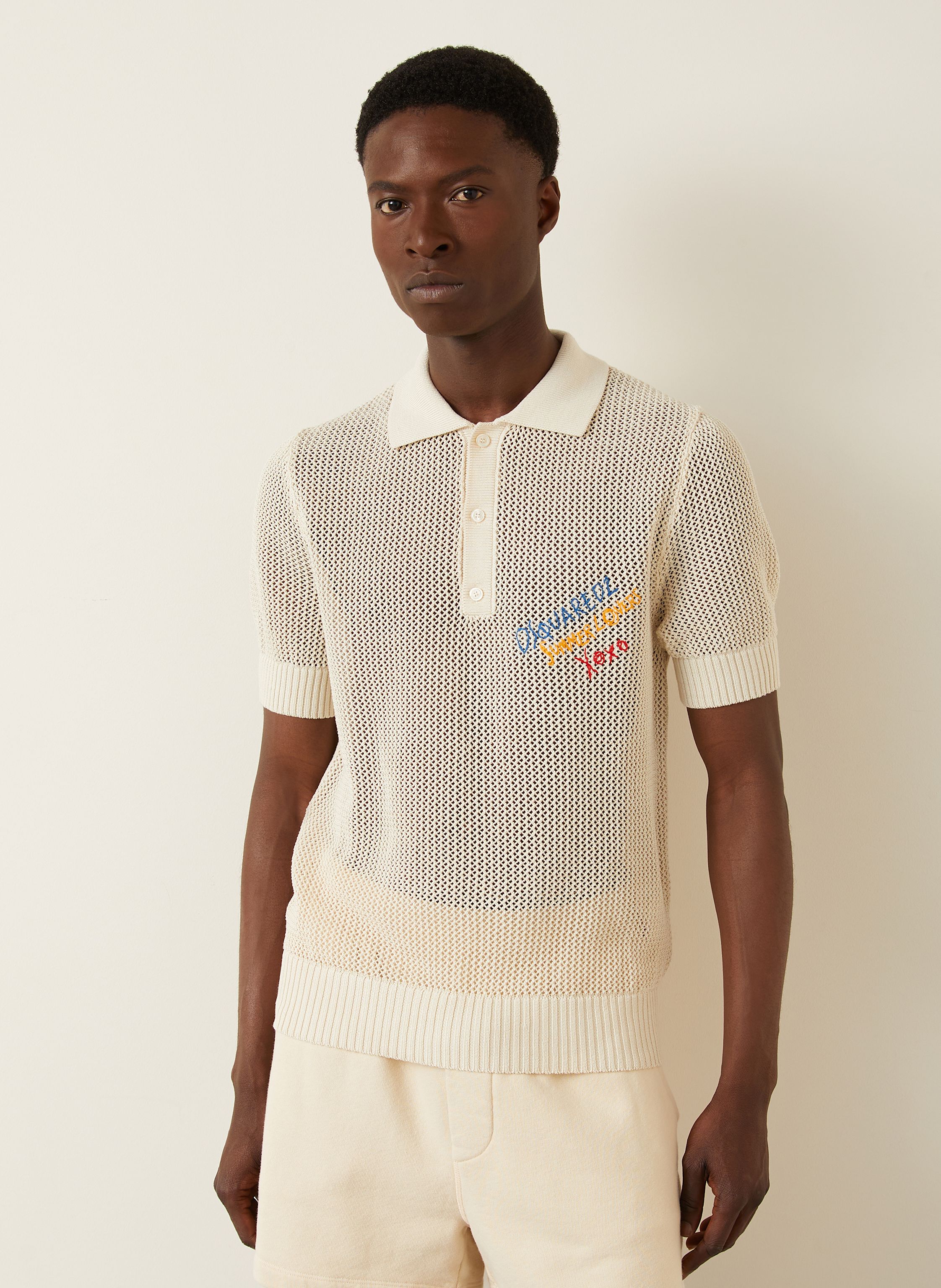 Thumbnail - dsquared2 Strick-Poloshirt beige