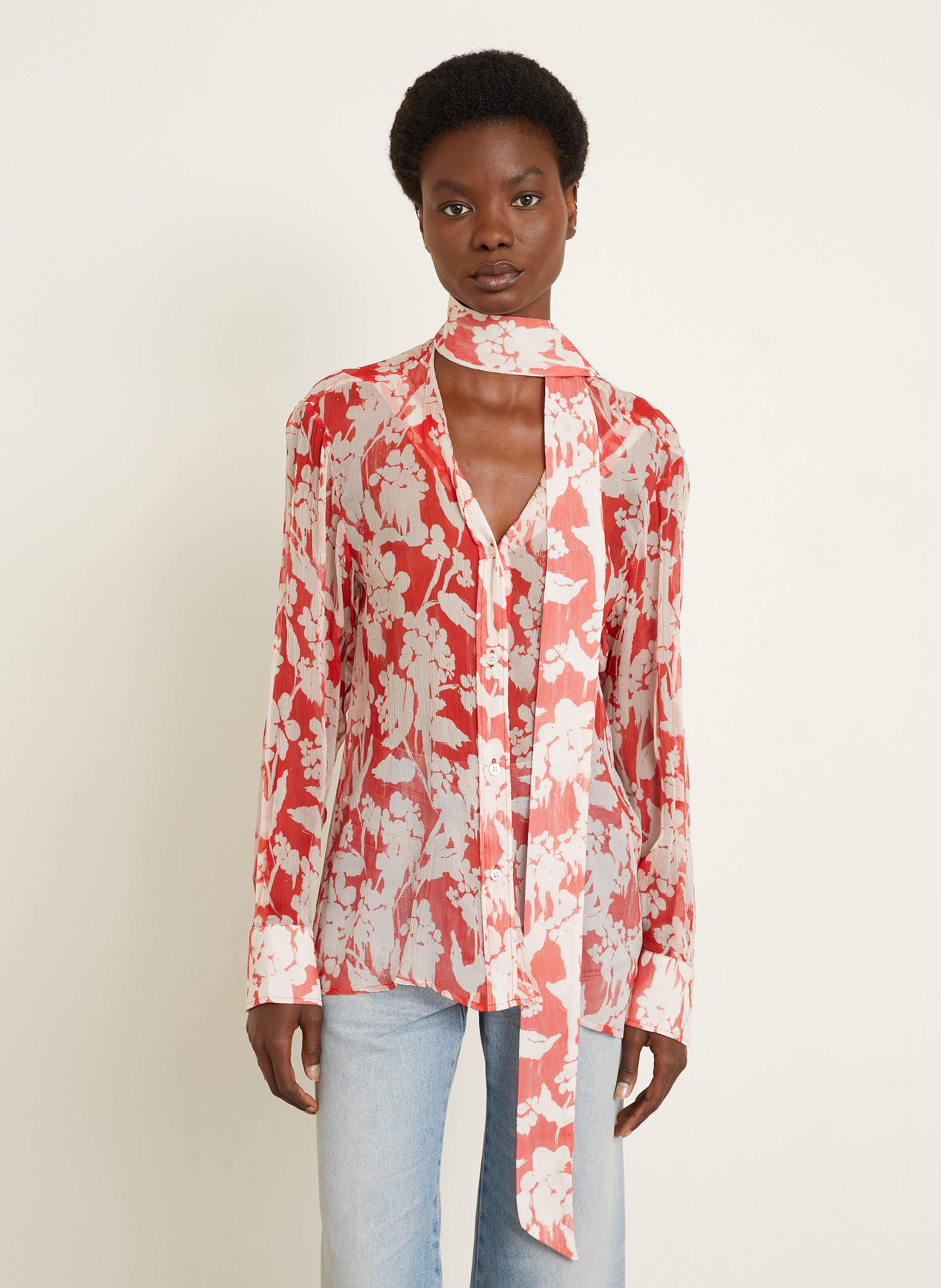 Thumbnail - Victoria Beckham Seidenbluse Mit Schluppe rot