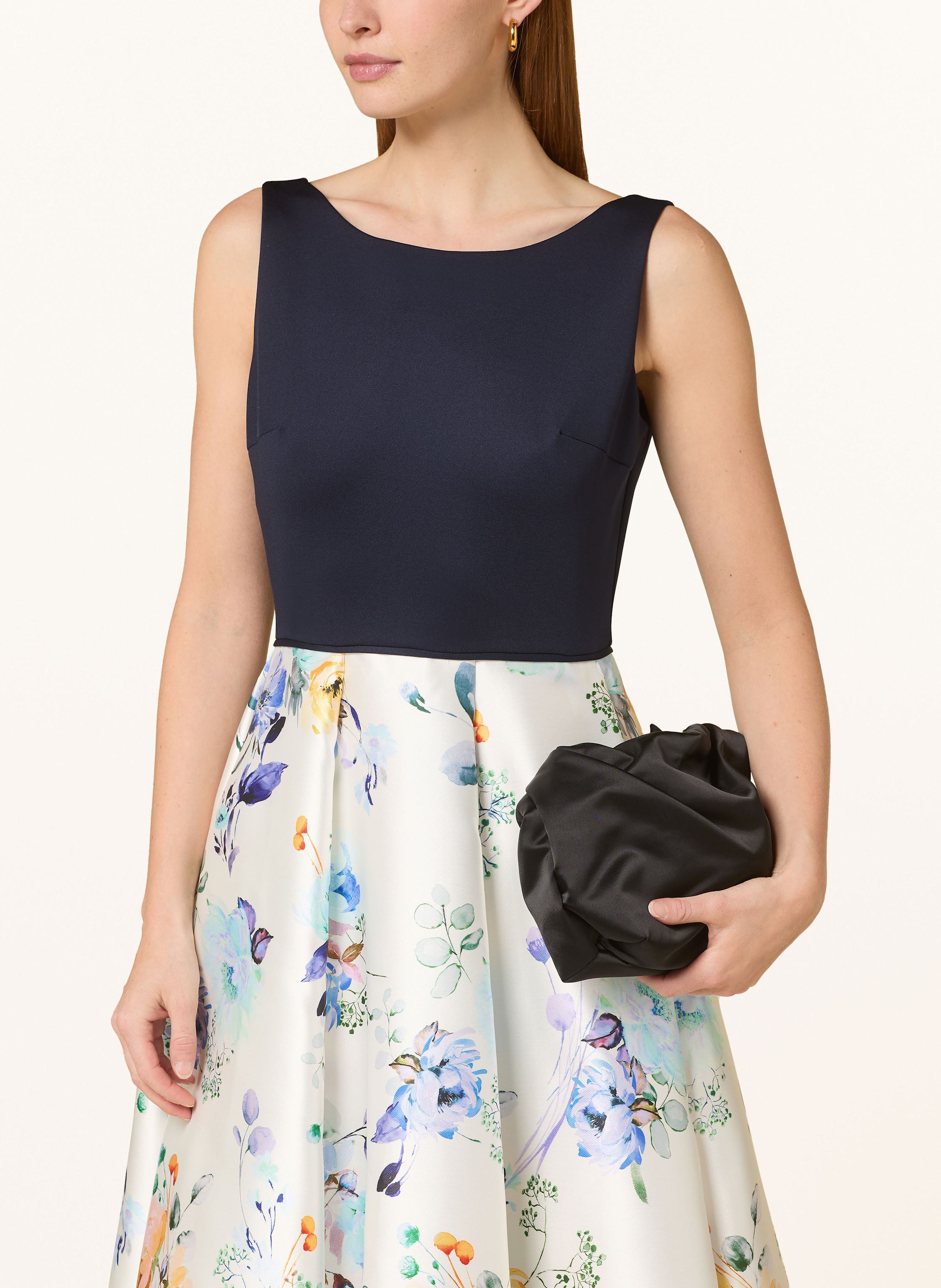 Thumbnail - Swing Cocktailkleid Im Materialmix blau