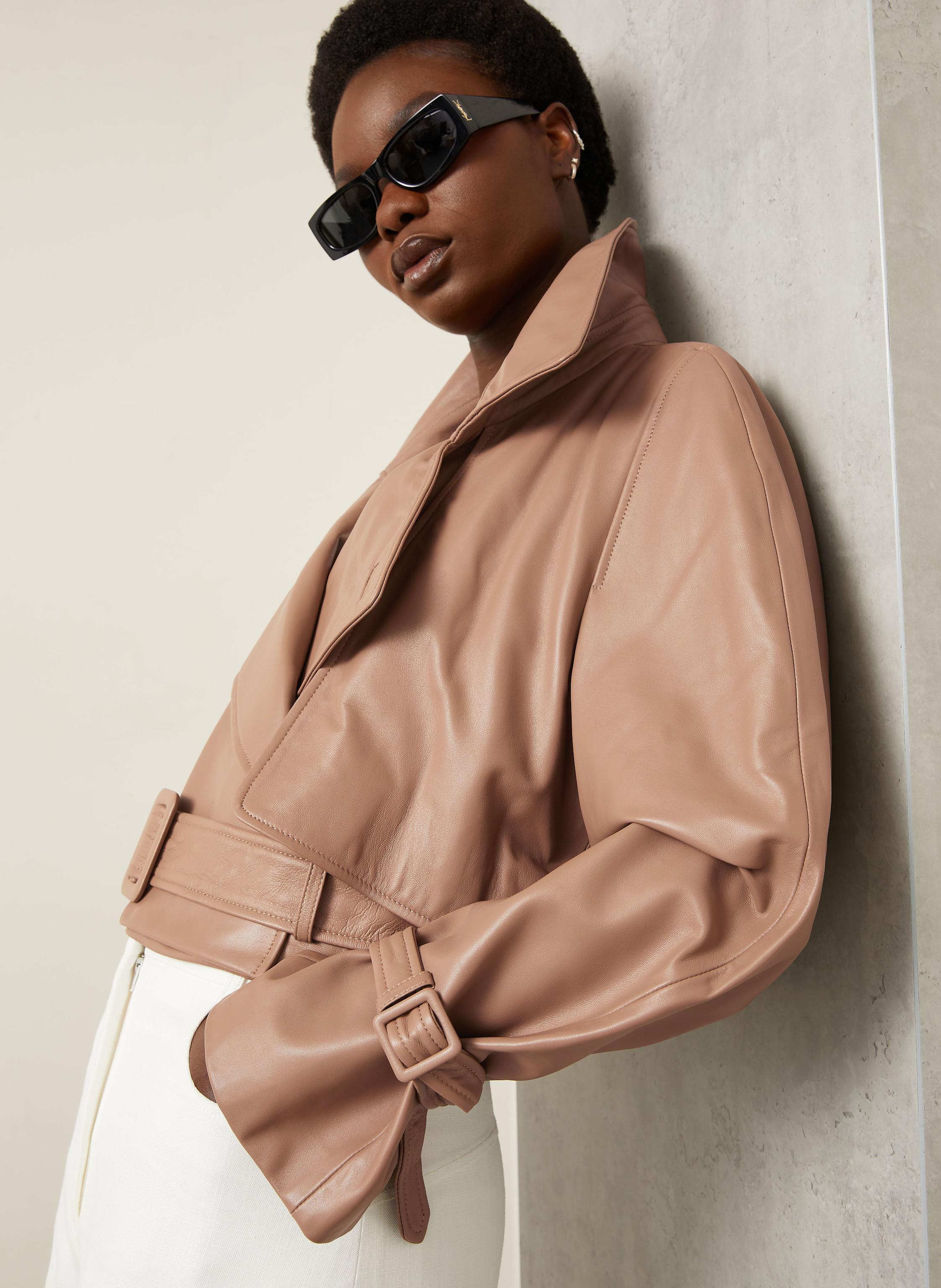 Thumbnail - Nour Hammour Lederjacke braun