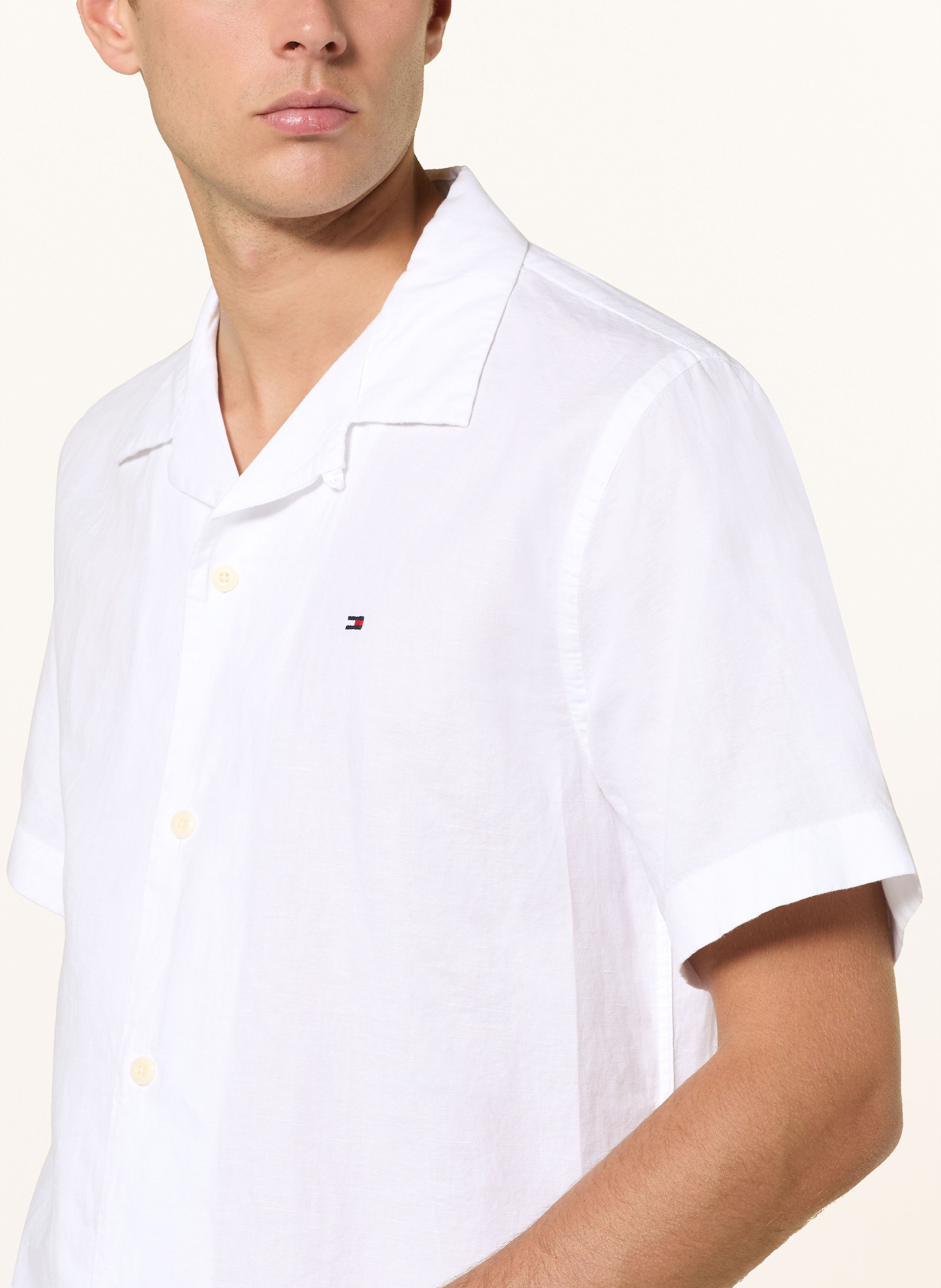 Thumbnail - Tommy Hilfiger Resorthemd Comfort Fit Mit Leinen weiss