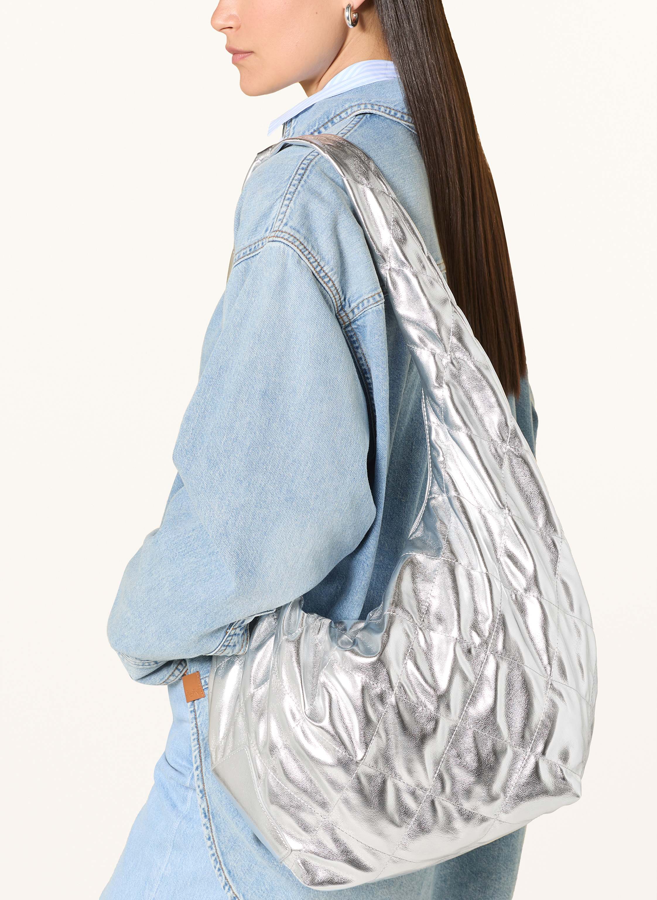 Thumbnail - Seidenfelt Beuteltasche Evenes silber