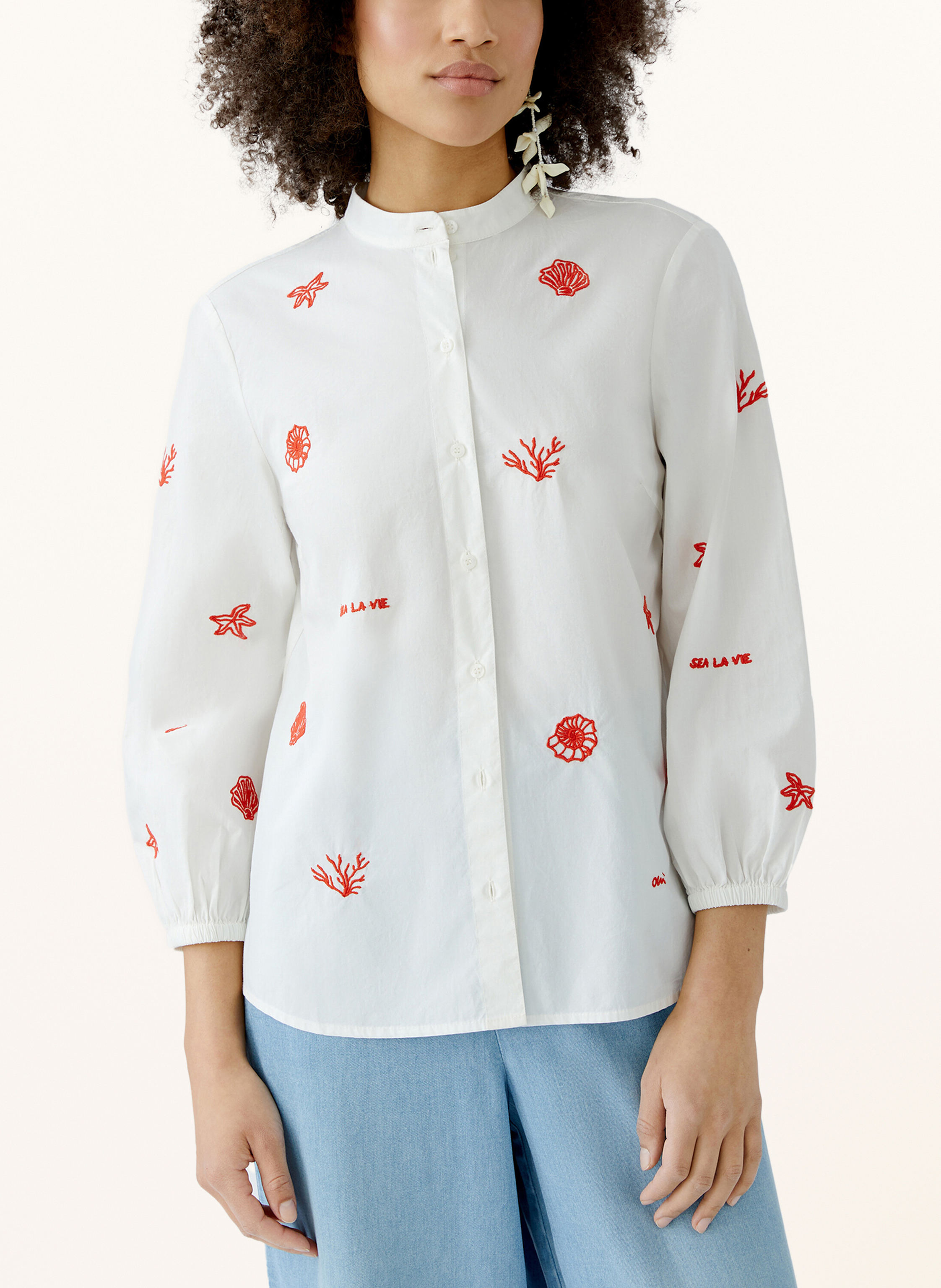 Thumbnail - Oui Bluse Mit 3/4-Arm weiss