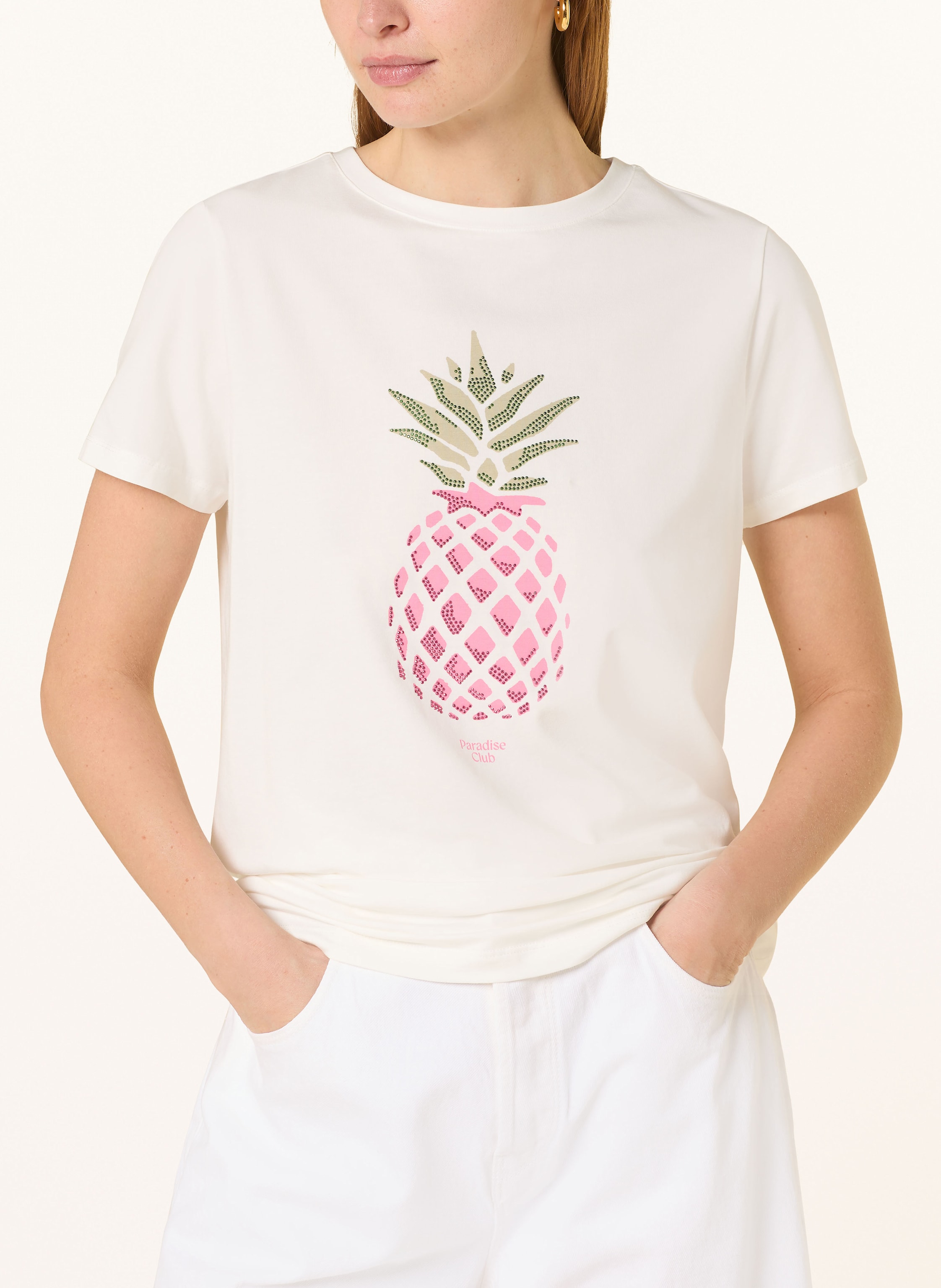 Thumbnail - Comma T-Shirt Mit Schmucksteinen weiss