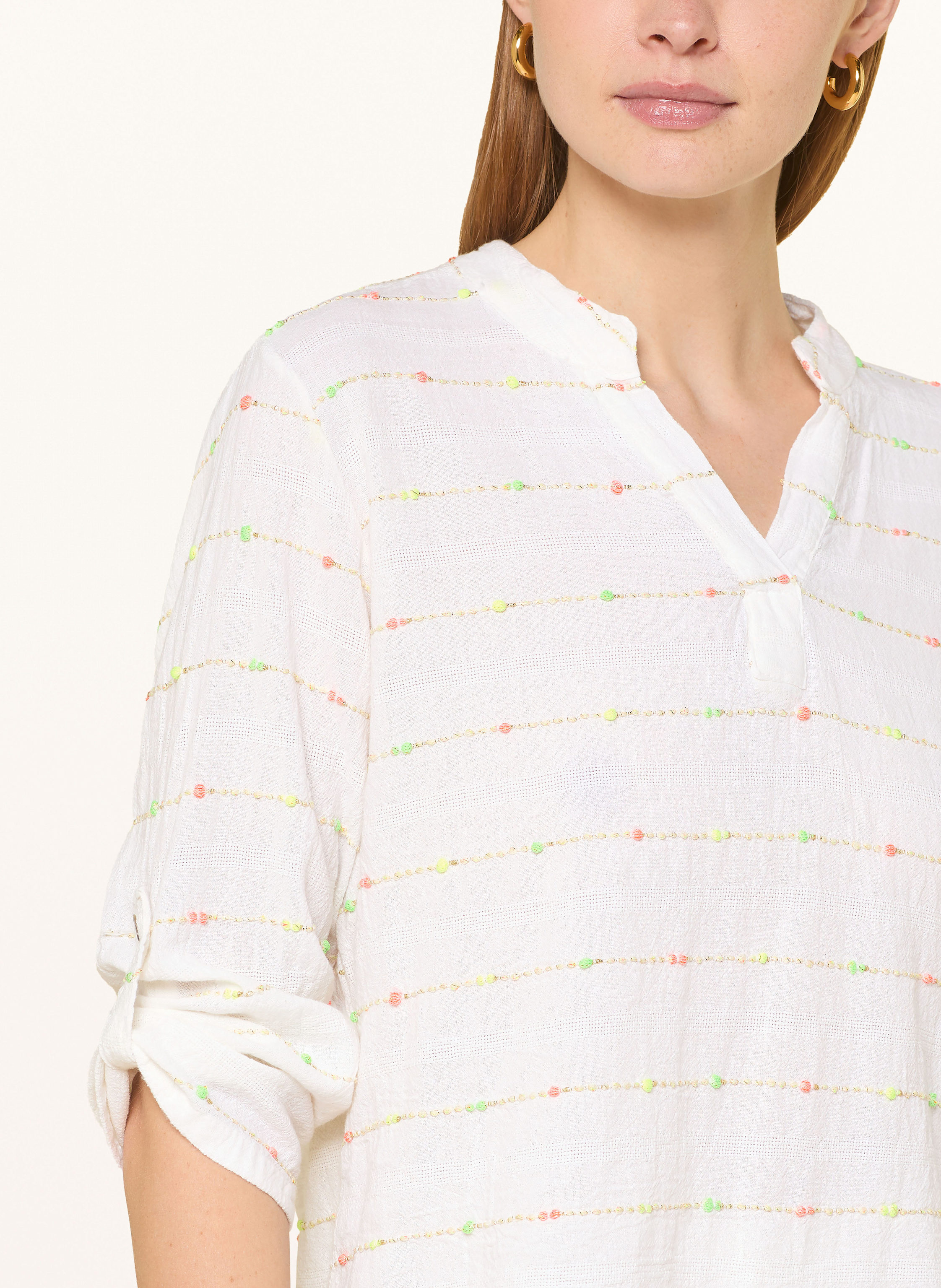 Thumbnail - Cartoon Blusenshirt Mit 3/4-Arm Und Glitzergarn weiss