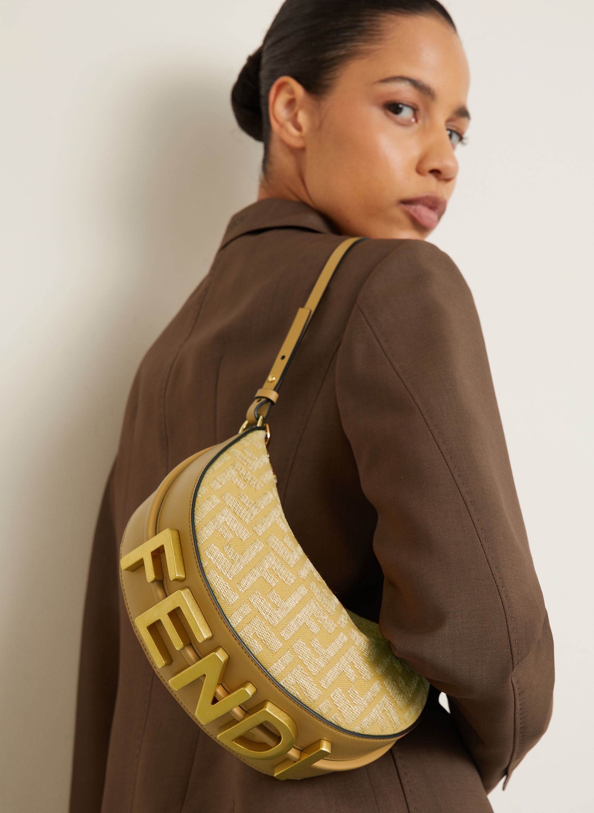 Thumbnail - Fendi Hobo-Bag Fendigraphy Mini beige