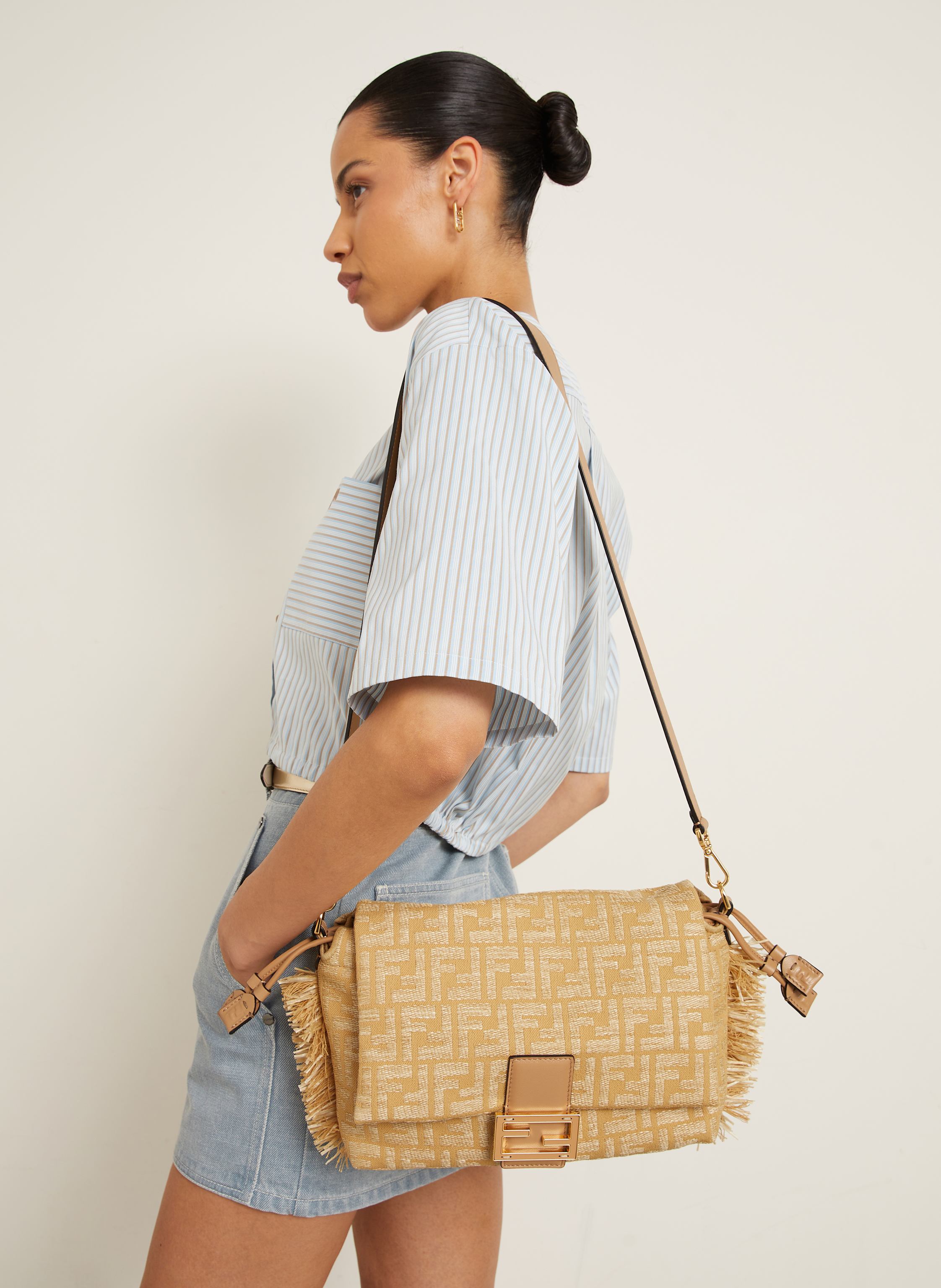 Thumbnail - Fendi Umhängetasche Uh Mamma beige